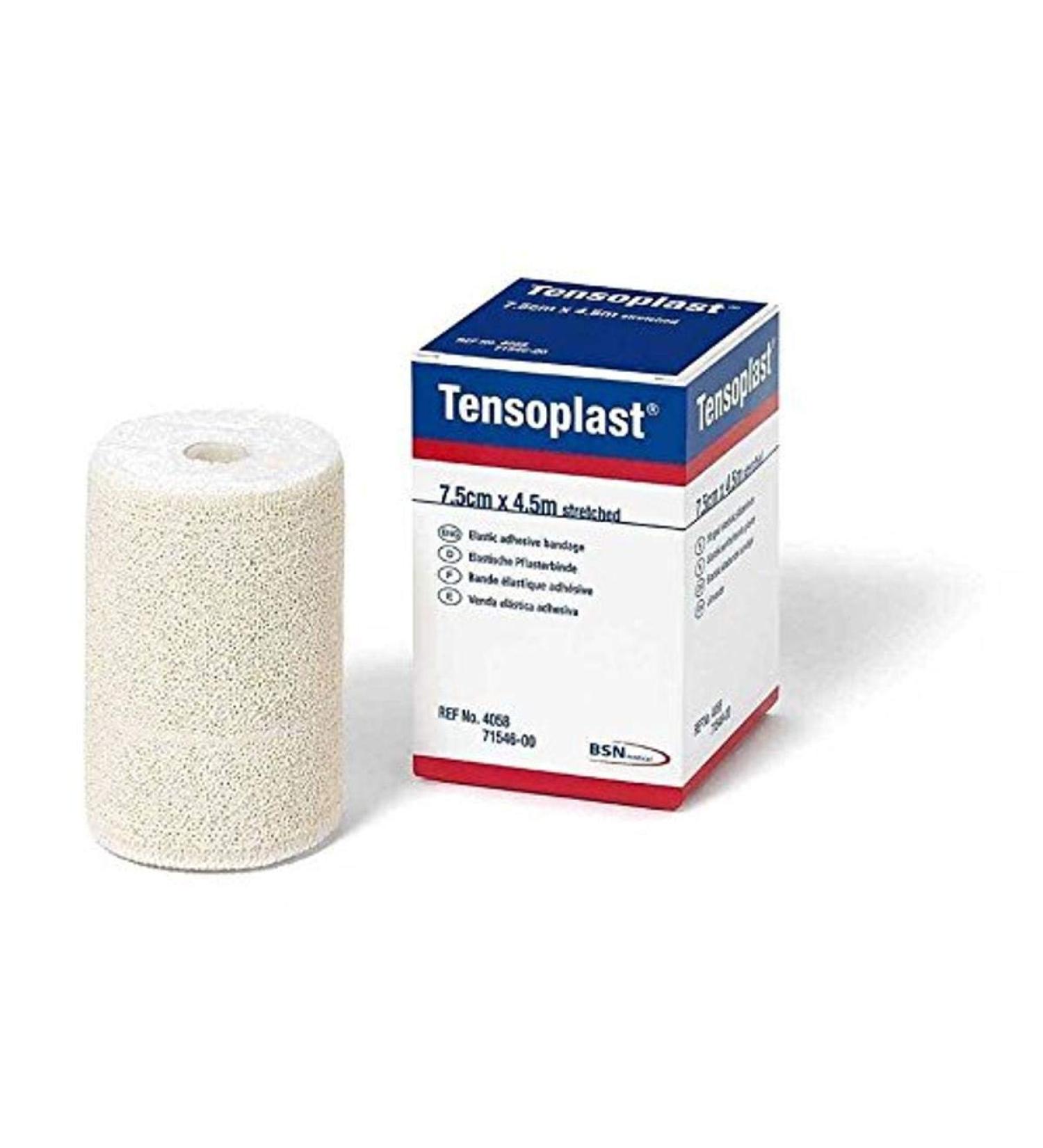 Tensoplast Elastic Athletic Tape Provides Medium Support or Compression with High Adhesive Properties Water Repellent and Air Permeable White 3" x 5 Yards Roll