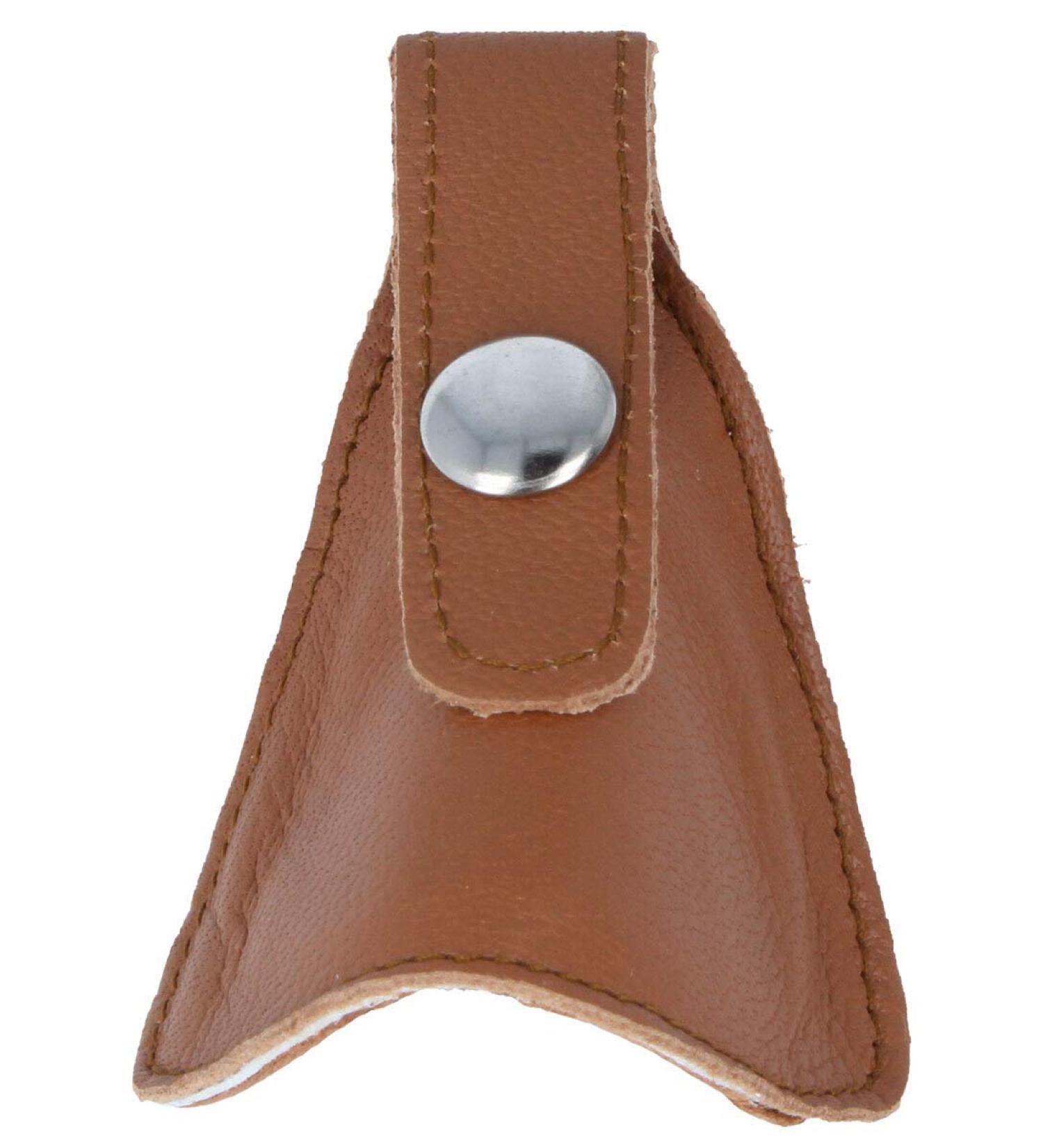 Practical nose guard made of high-quality brown leather for attaching to glasses