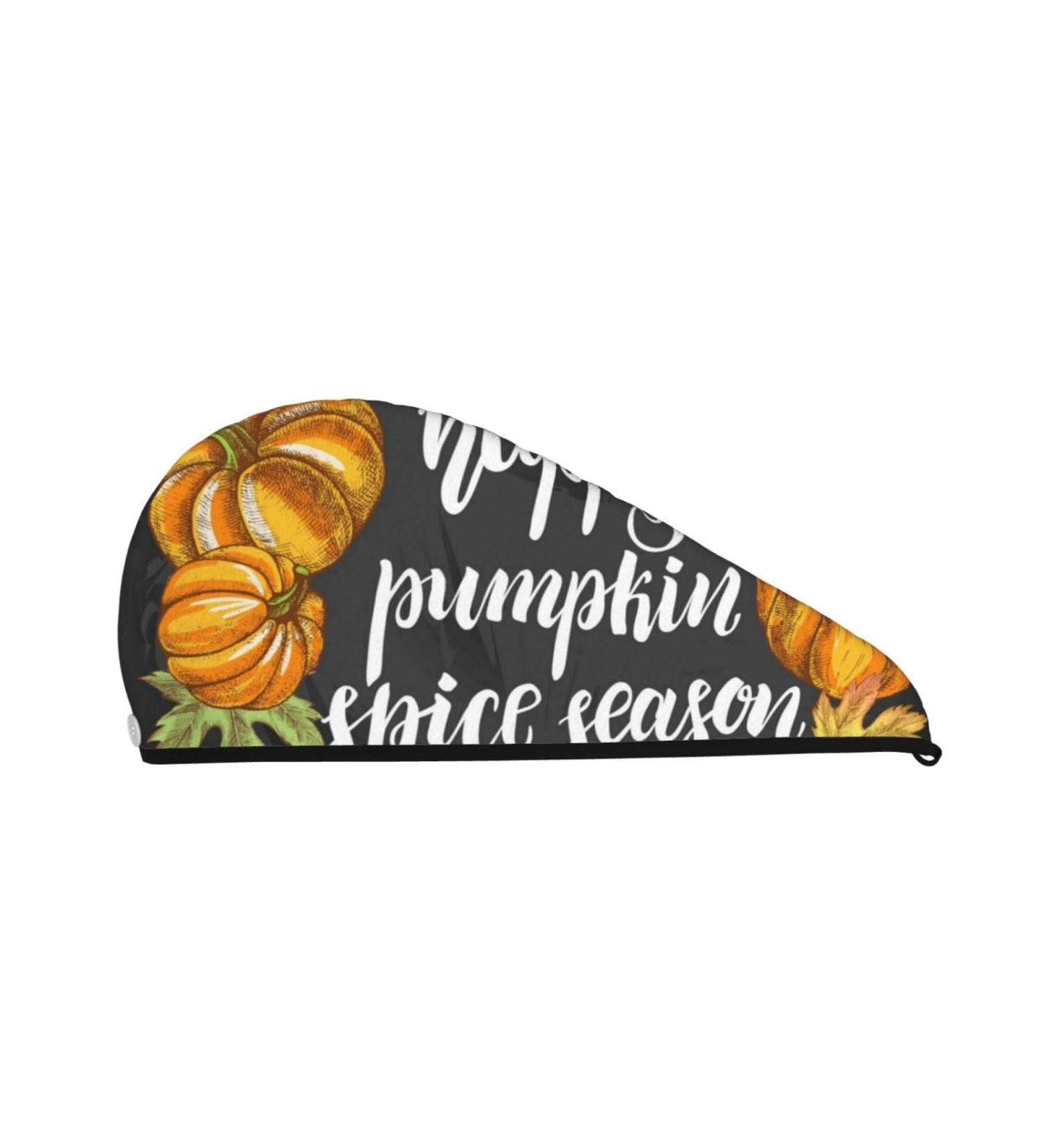 Autumn Harvest Pumpkins Microfiber Hair Towel | Soft Super Absorbent Wrap for Long Curly Thick Hair - Quick Dry Coral Velvet - Buy Online on GoSupps.com