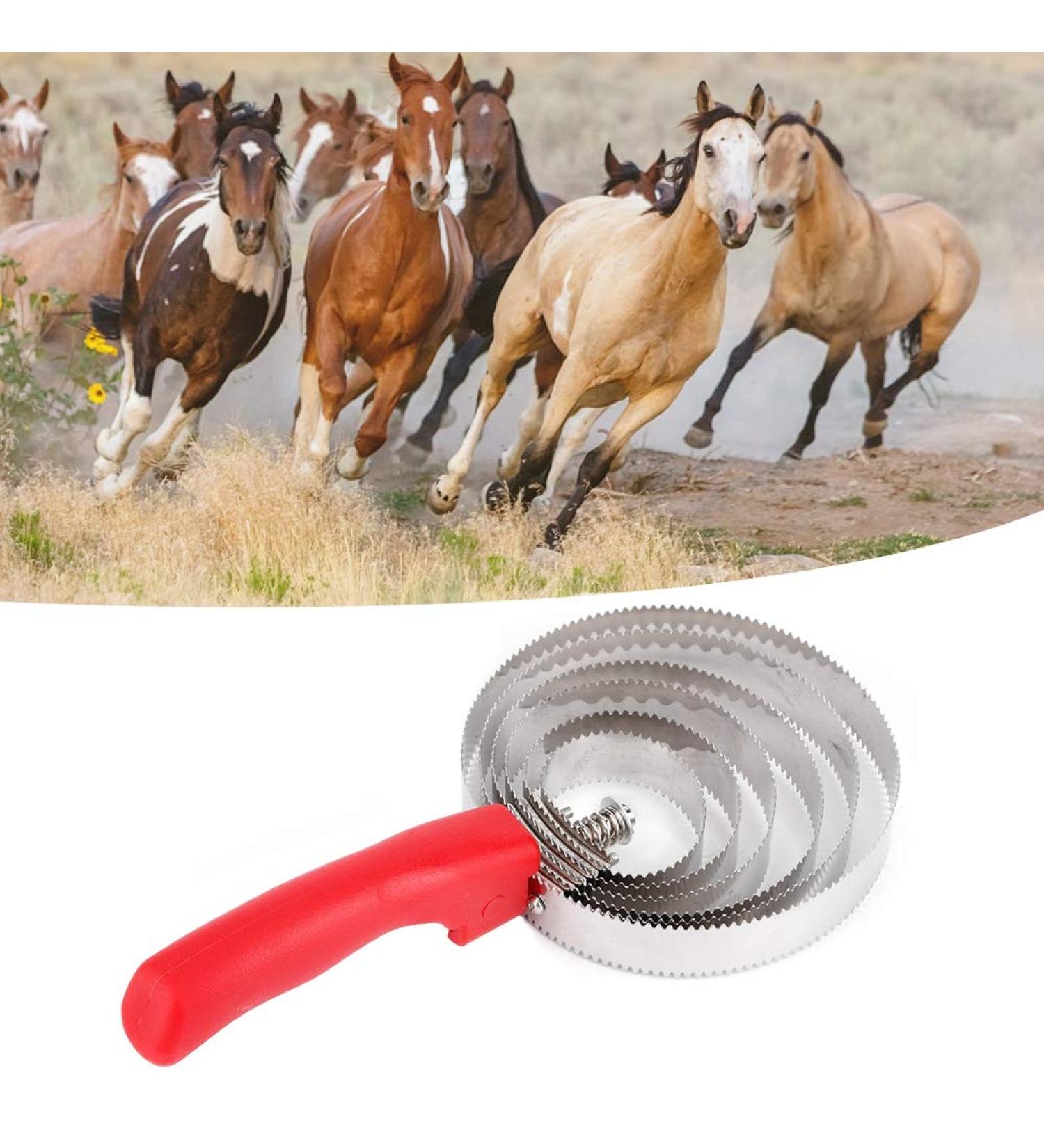 Weikeya Horse Itching Brush Metal Livestock Brush Curry Shedding Comb with Soft Hand Grip for Large Six Stainless Steel Ringed - Buy Online on GoSupps.com