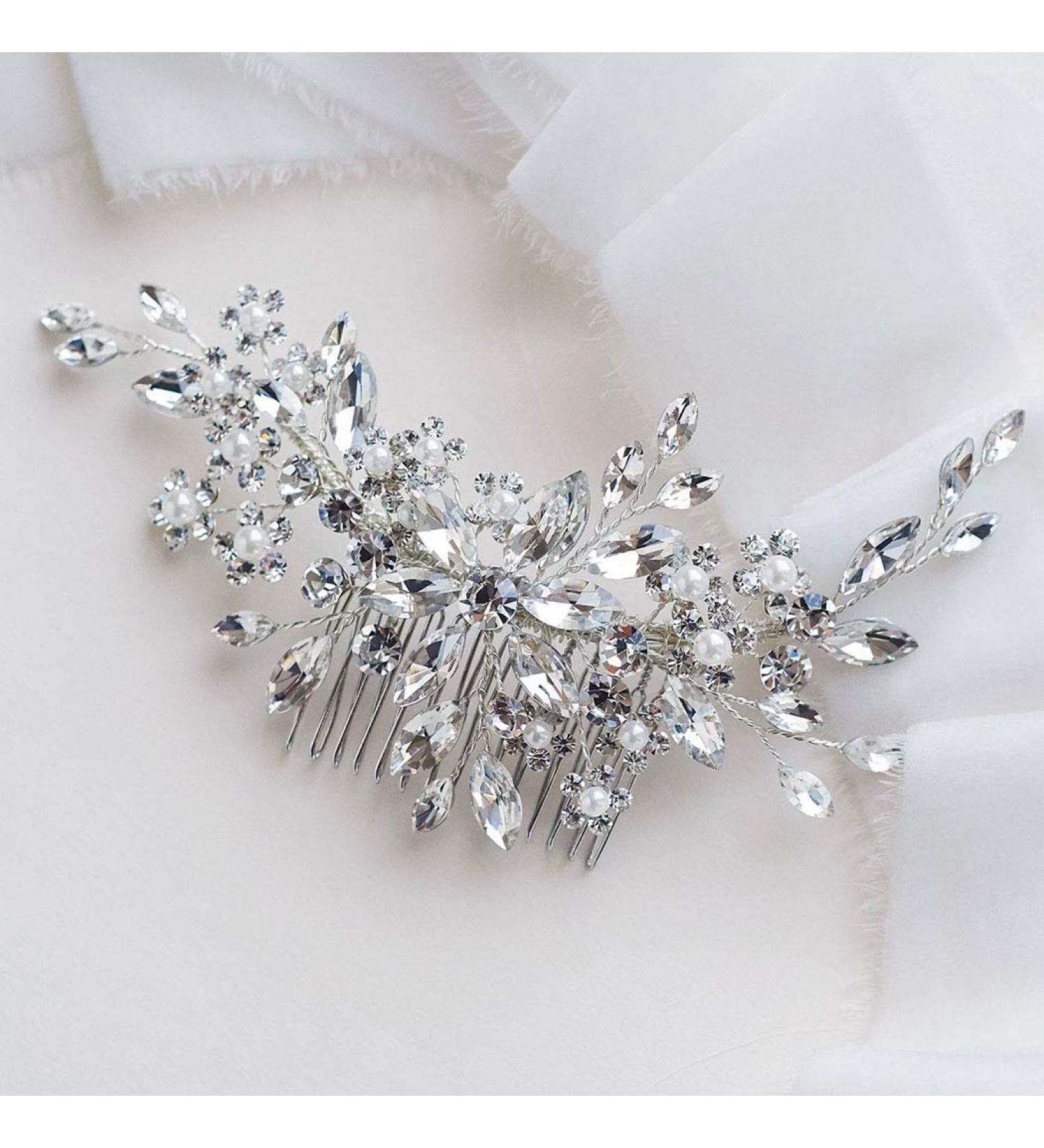 Unicra Bridal Wedding Hair Comb | Crystal Rhinestone Hair Accessories for Women - Elegant Bridal Hairpieces - Buy Online on GoSupps.com
