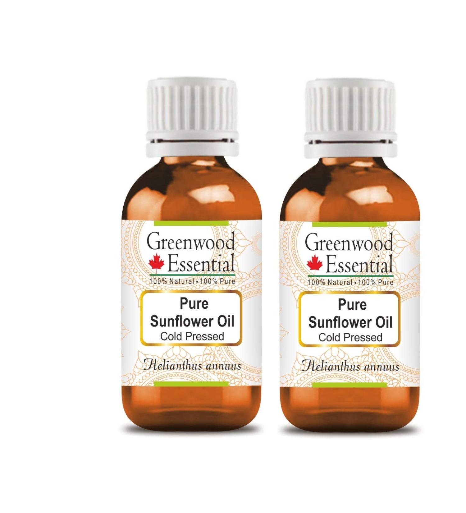Buy Greenwood Essential Natural Sunflower Oil 100ml - Therapeutic Quality Cold-Pressed Pack of Two | International Shipping - Buy Online on GoSupps.com