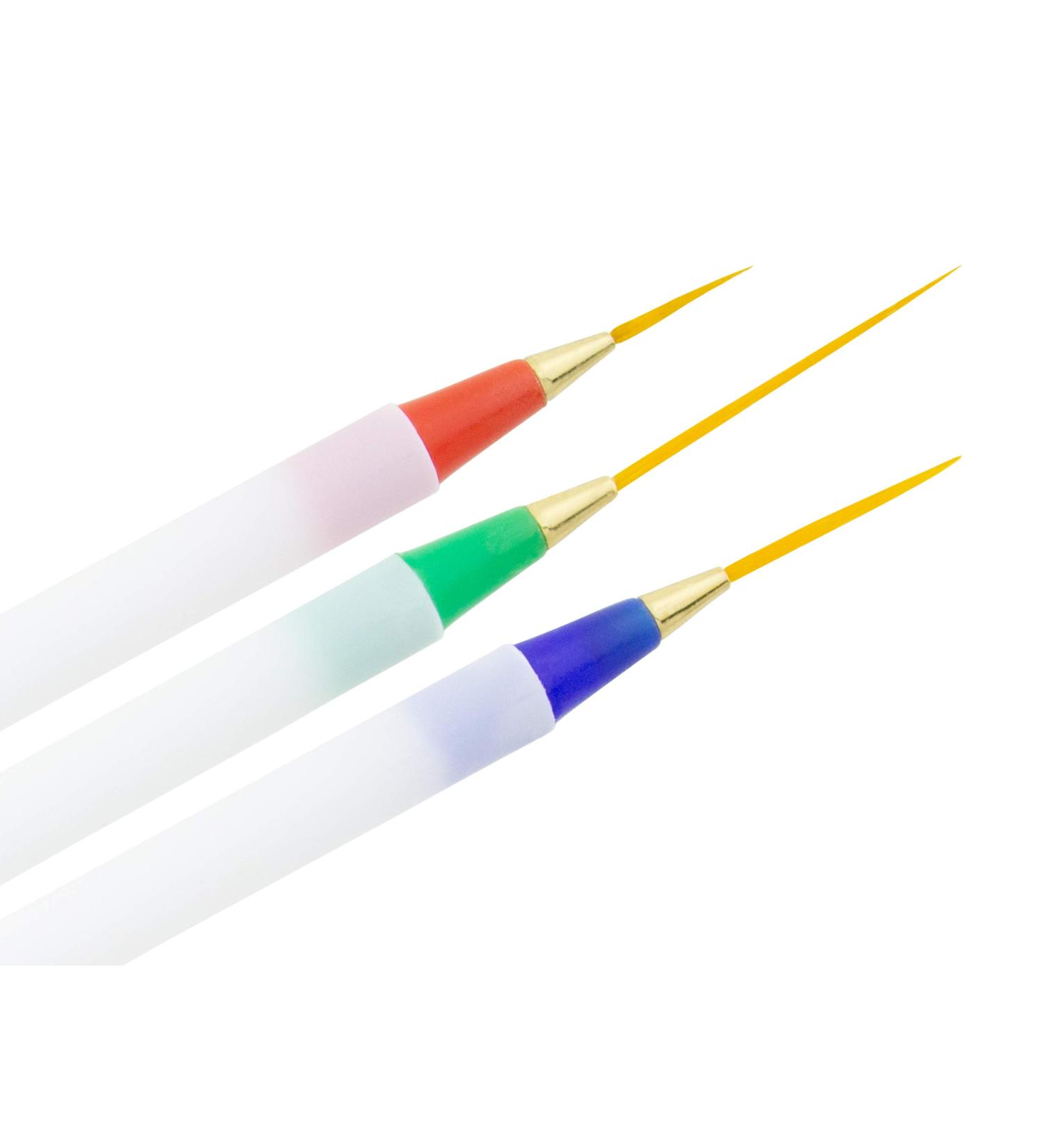 Nail art brush set - fine hair - studio quality - pack of 3