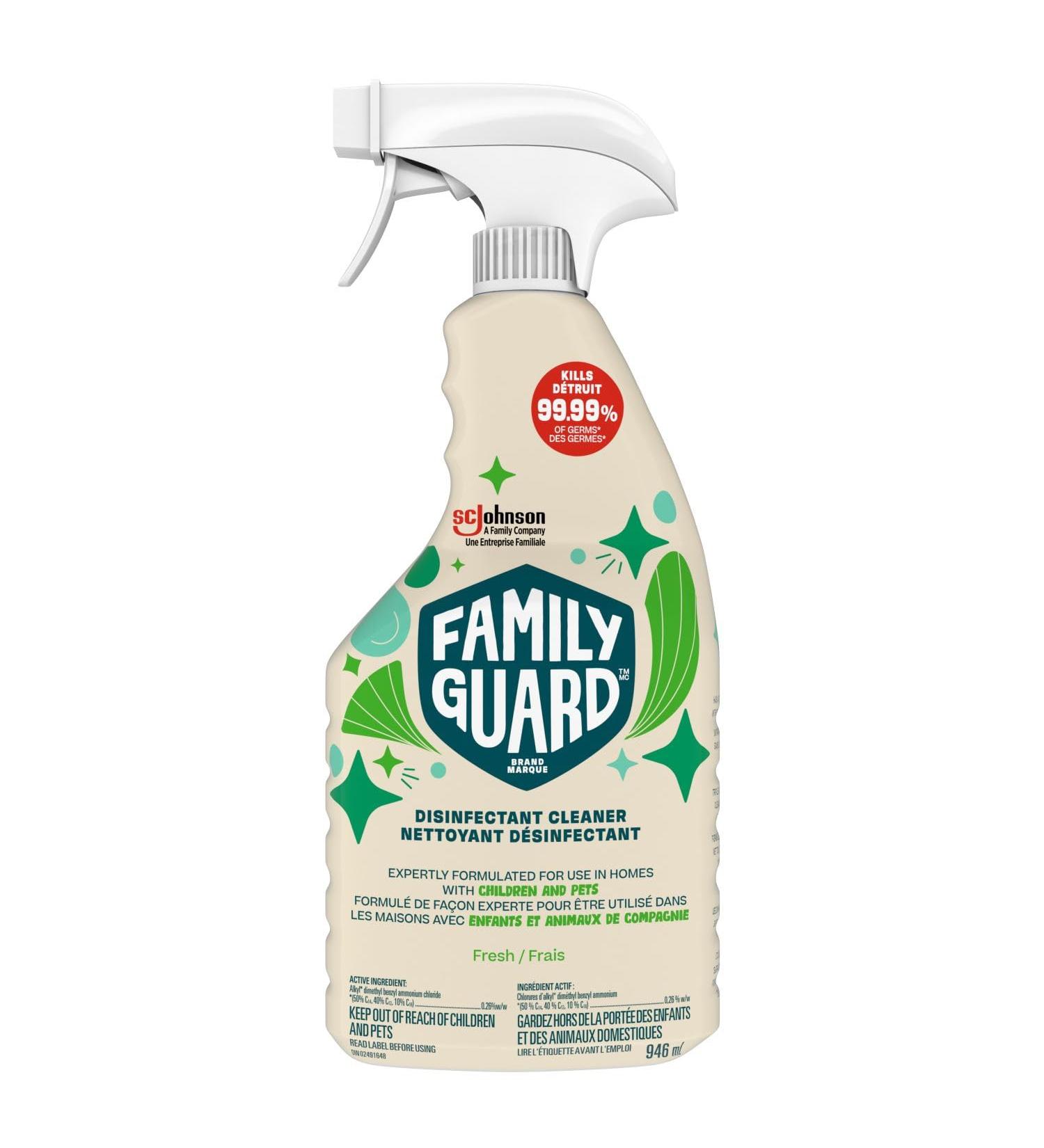Family Guard Disinfectant Spray Trigger & Multi-Surface Cleaner Cleaning Spray Expertly Formulated for Use In Homes with Children & Pets Fresh Scent 946mL (Pack of 1) Fresh 946 ml (Pack of 1) - Buy Online on GoSupps.com