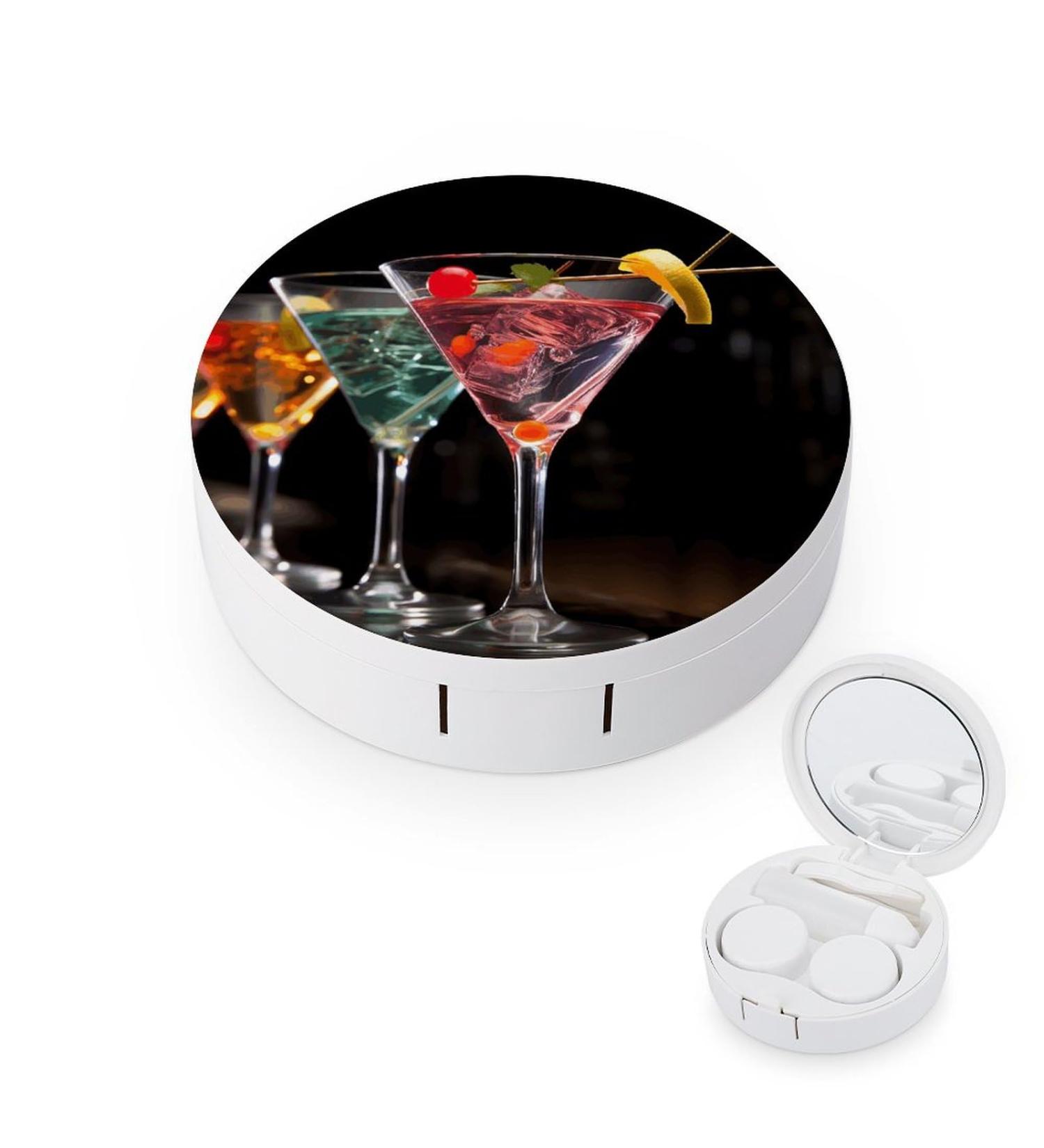Martini Drink Print Contact Lens Case - Durable Plastic Travel Care Box for International Shipping - Buy Online on GoSupps.com