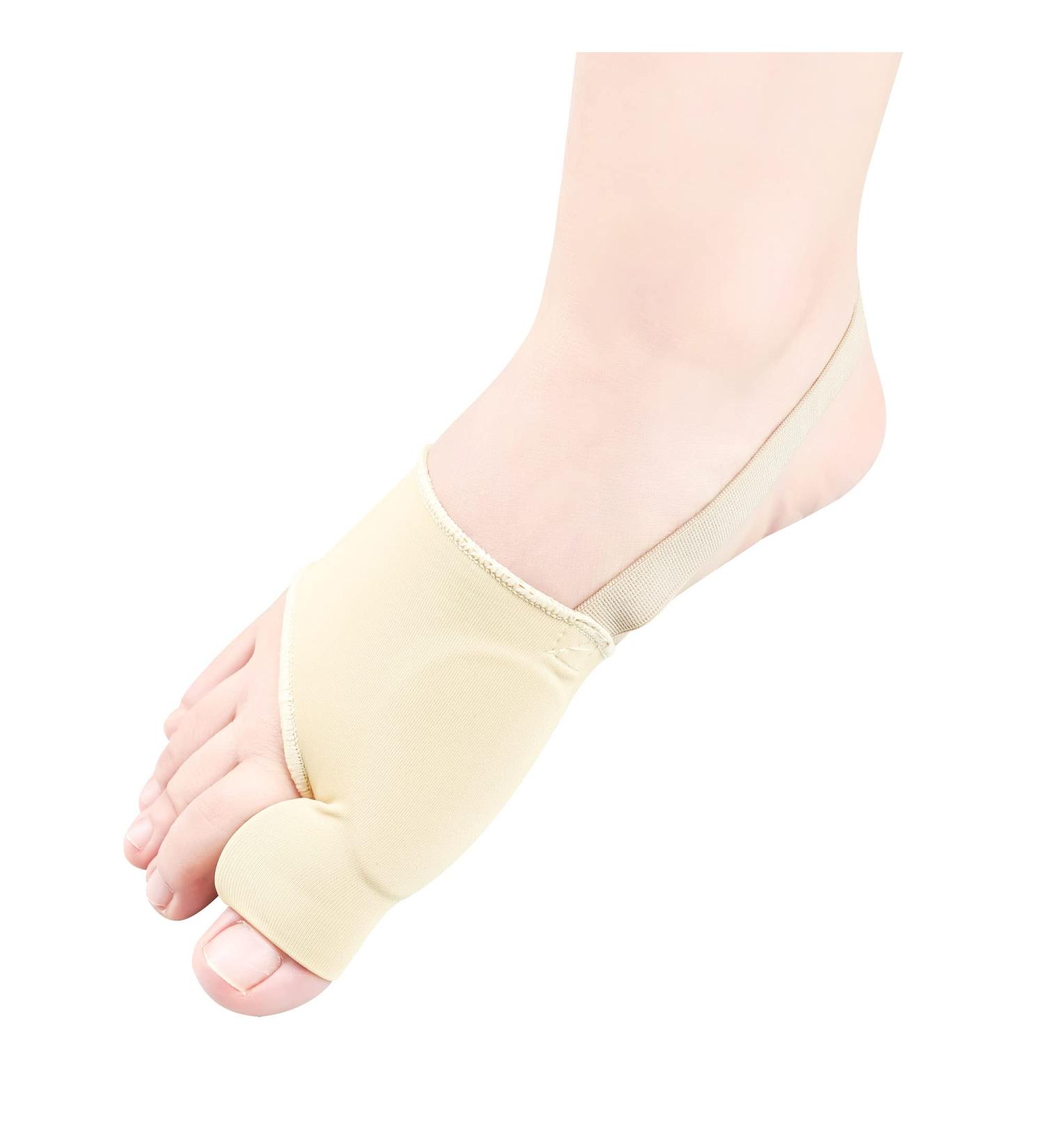 DYKOOK Bunion Corrector & Big Toe Straightener with Heel Strap for Pain Relief - 1 Pair Split Toe Separator for Hallux Valgus Corrector - Non-slip Bunion Protector - Beige (Small) - Buy Online on GoSupps.com