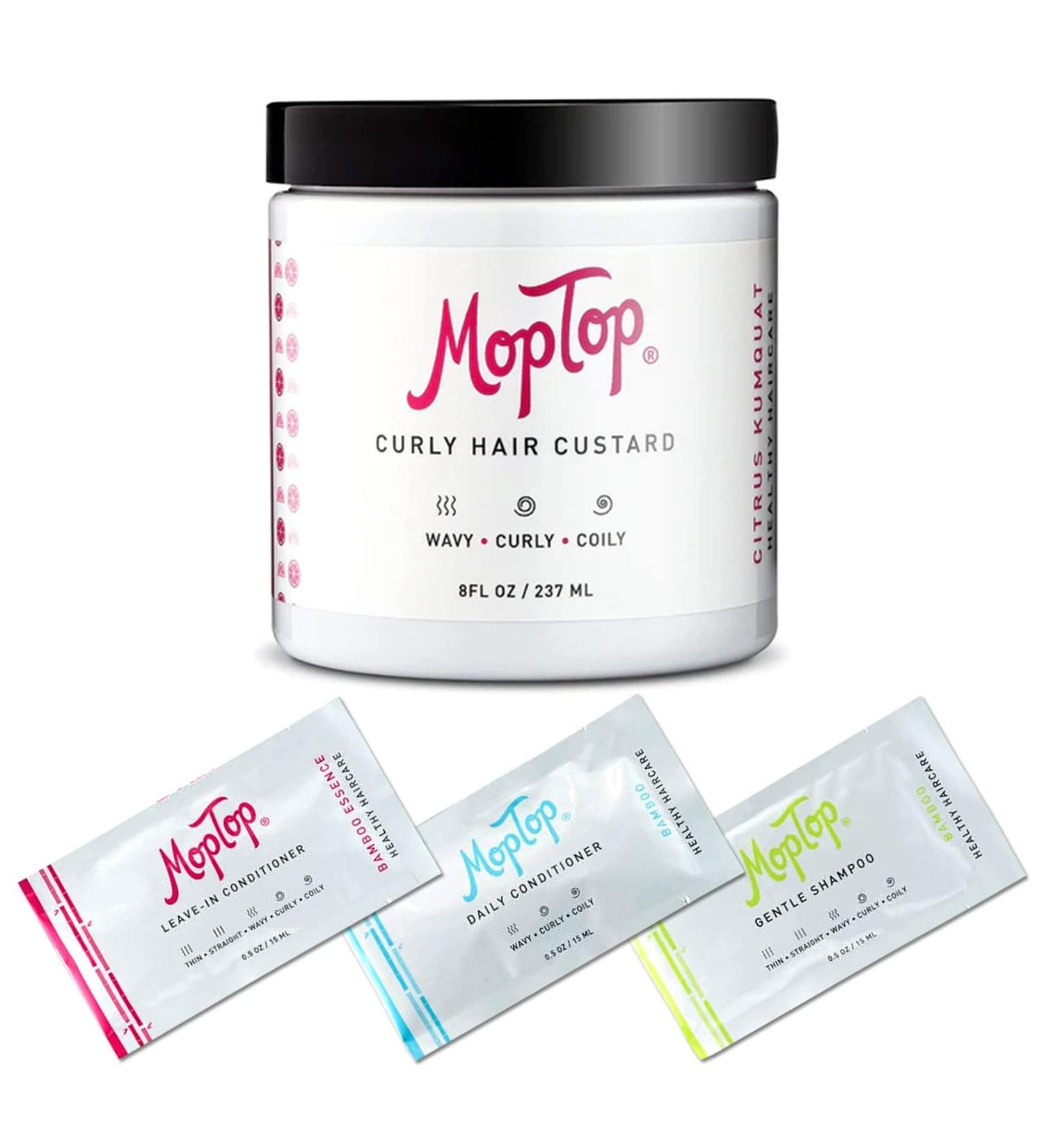 MopTop Curly Hair Custard Gel - Anti-Frizz Curl Moisturizer for Fine, Thick, Wavy, Curly, and Kinky-Coily Natural Hair - Lightweight Curl Activator with Aloe - 8oz (3 Pack) - Buy Online on GoSupps.com