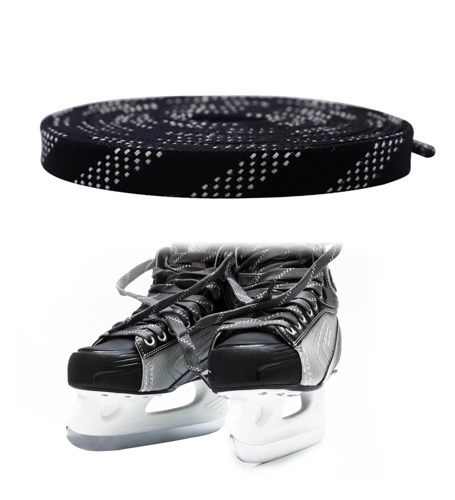 Ice Hockey Skate Laces - Waxed Flat Wide Laces for Enhanced Performance | Durable & Tearproof Black Laces - 1 Pair - Buy Online on GoSupps.com