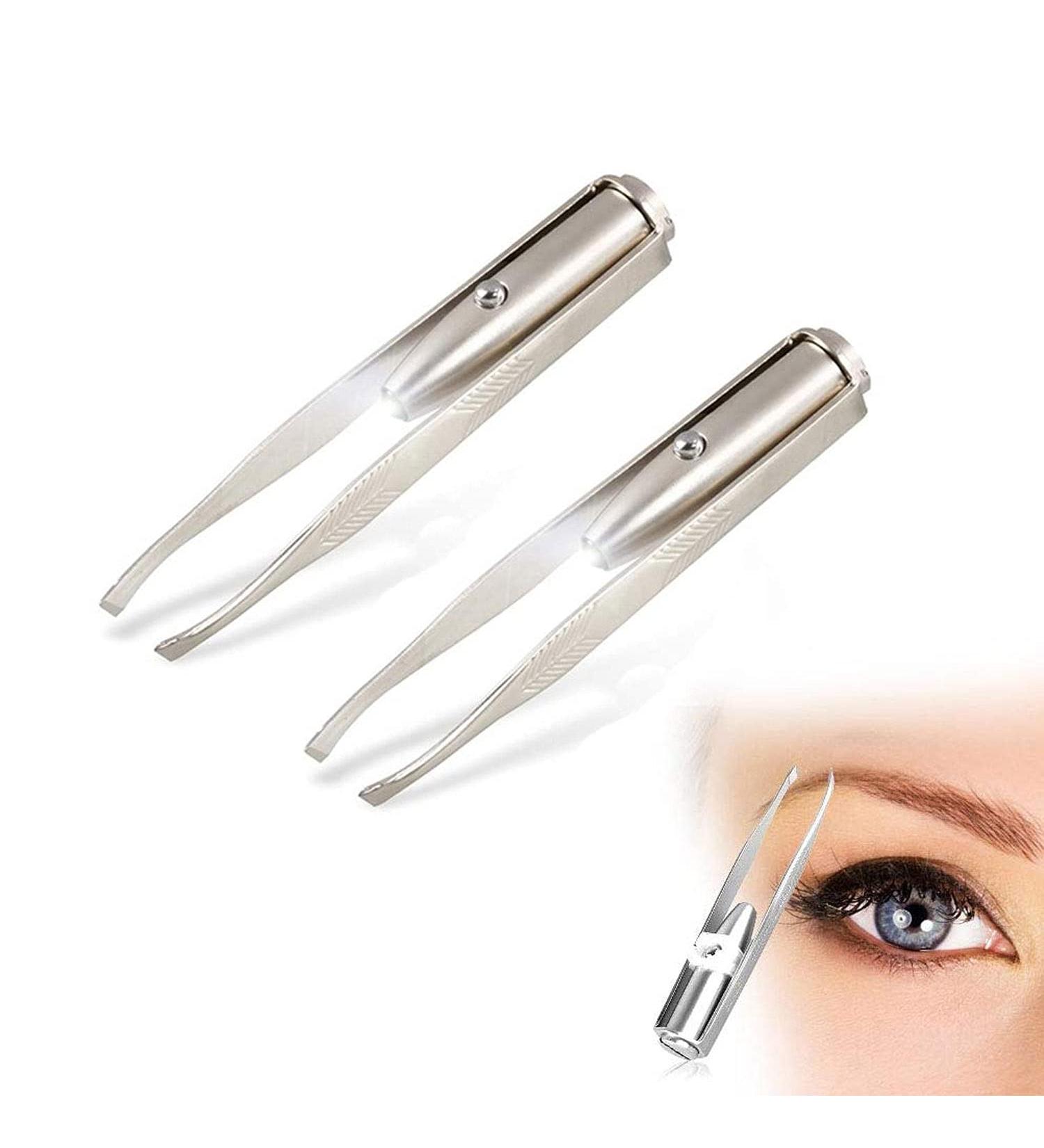 Eutuxia Tweezers with LED Light. Eyebrow and Eyelash Hair Removal Tool. Pluck & Trim Unwanted Hairs. Illuminate Dark Areas with Bright Lighting for Better Accuracy & Precision. Stainless Steel. 2 PK  - Buy Online on GoSupps.com