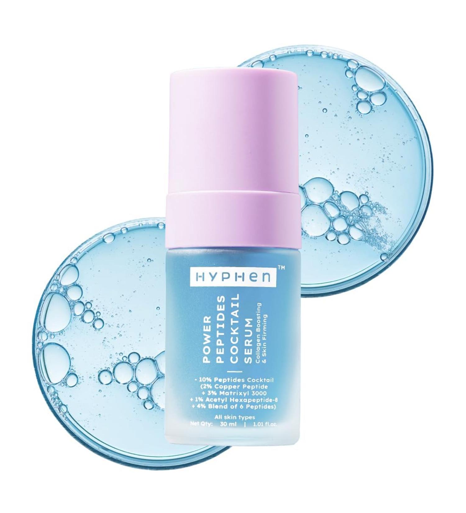 Hyphen 10% Power Peptide & 2% Copper Peptide Serum| Advanced Anti-Aging Formula | Reduces Fine Lines & Wrinkles | Glowing Skin | Face Serum For Men & Women | All Skin Types - 30ml - Buy Online on GoSupps.com