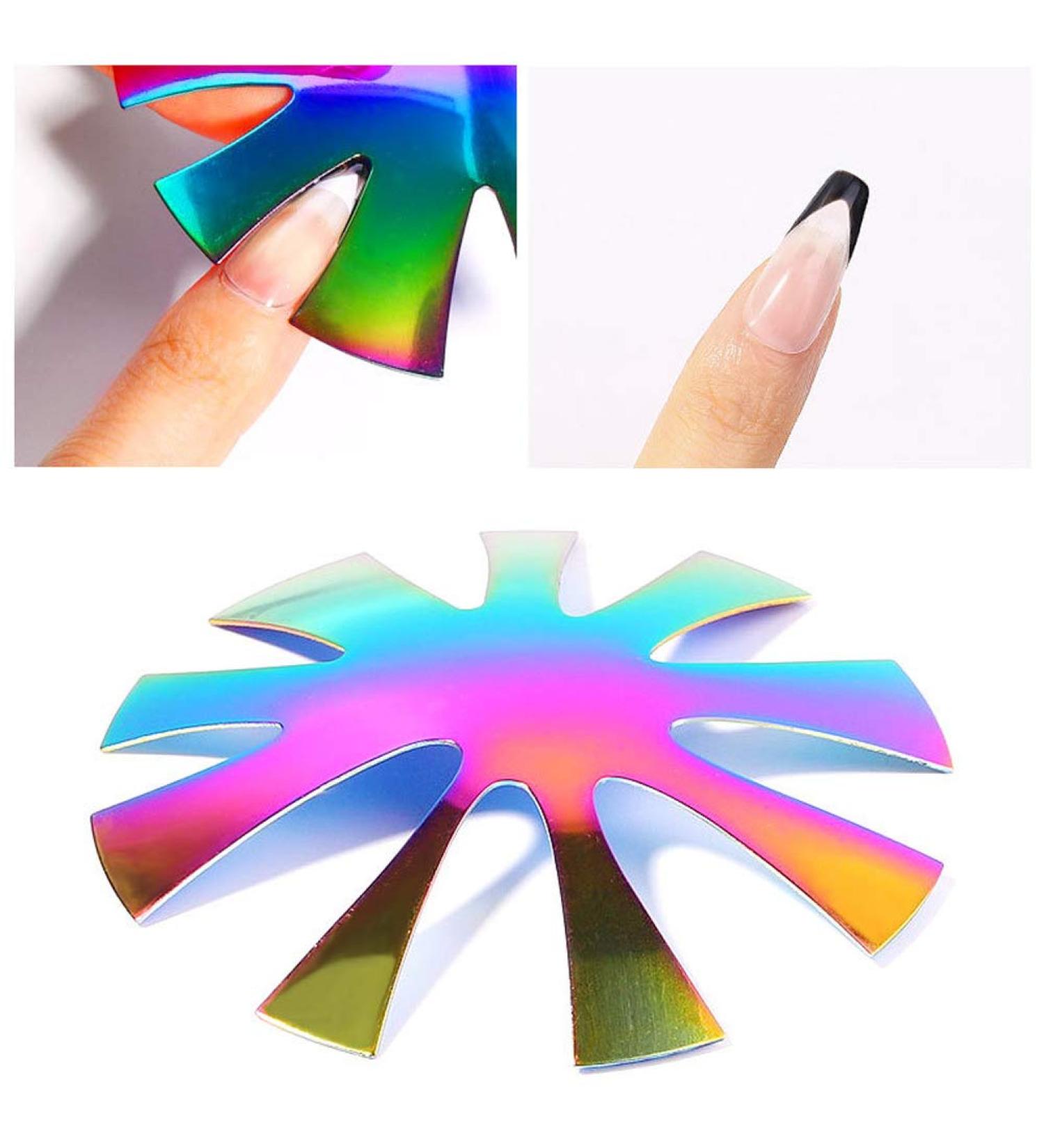 3 pieces of manicure trimmer edge cutter DIY nail manicure edge trimmer French smile line tool stainless steel nail art edge trimmer metal template cutter for acrylic uv gel nail beginnings colorful