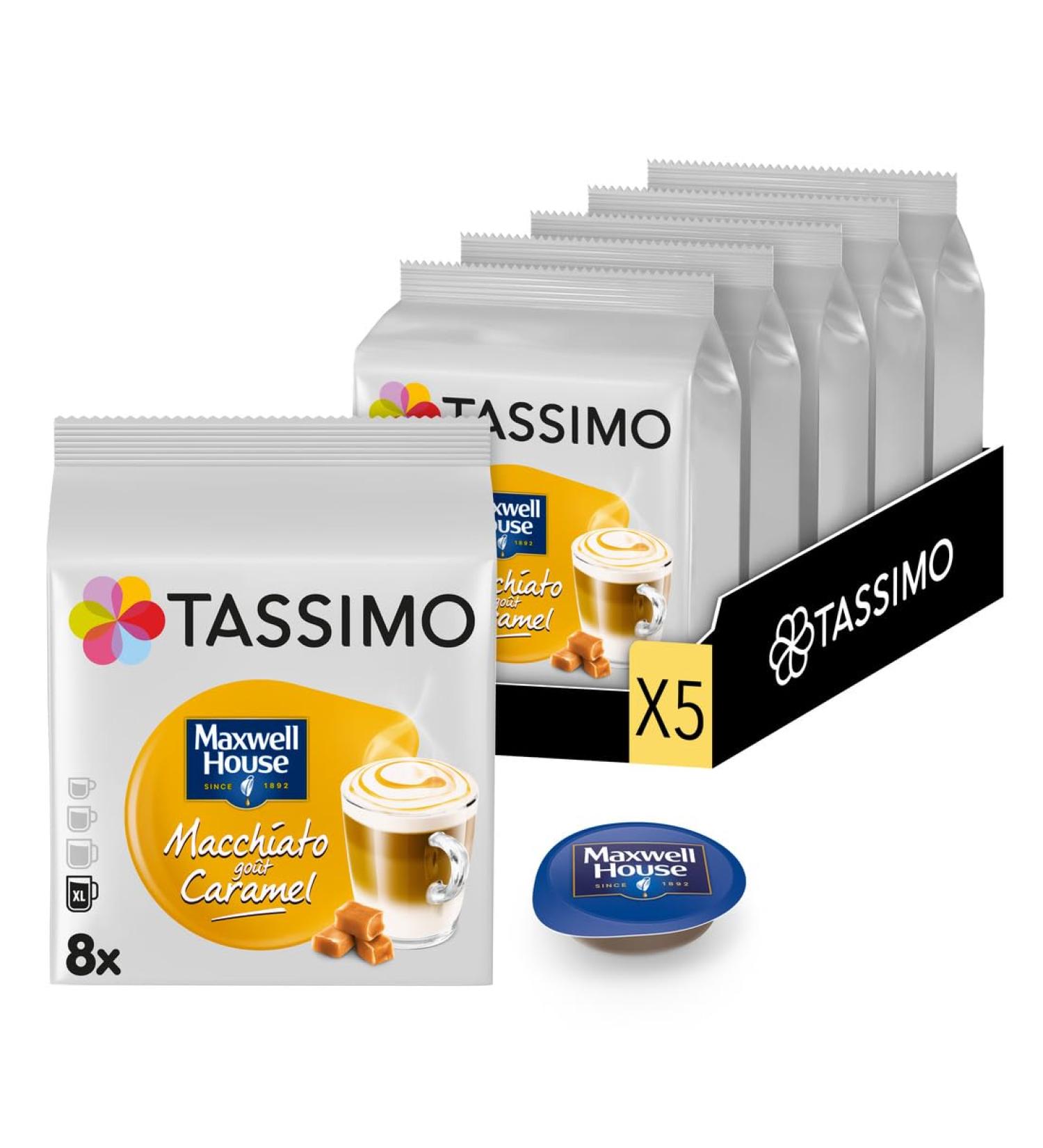Tassimo Caf Dosettes - 40 boissons Maxwell House Macchiato Caramel (lot de 5 x 8 boissons)
