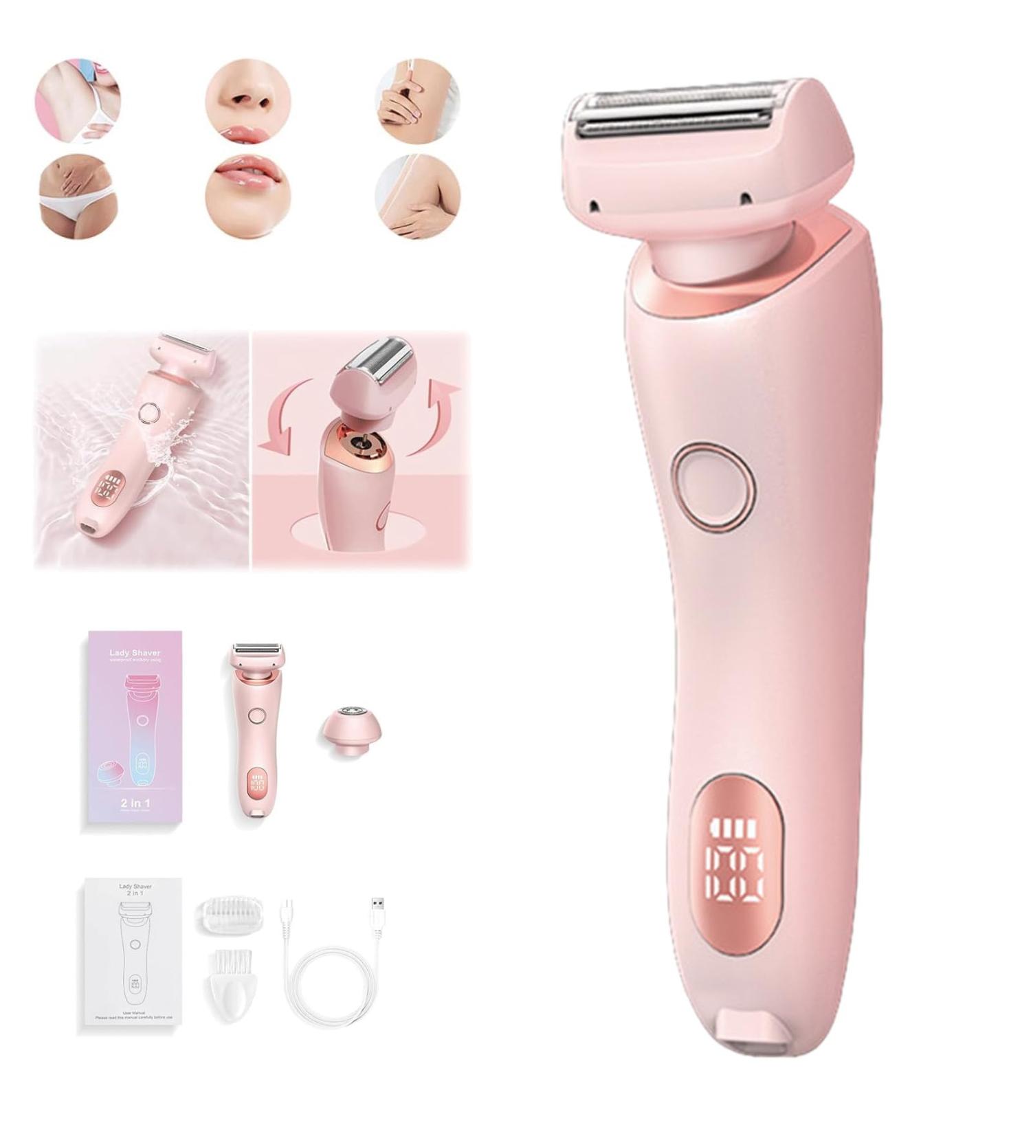 Female Shaver for Private Area Shaver for Women Wet Dry Shaver Women 2 in 1 Waterproof Electric Razor Say Goodbye to Ingrown Hairs and Painful Hair Removal (Pink) - Buy Online on GoSupps.com