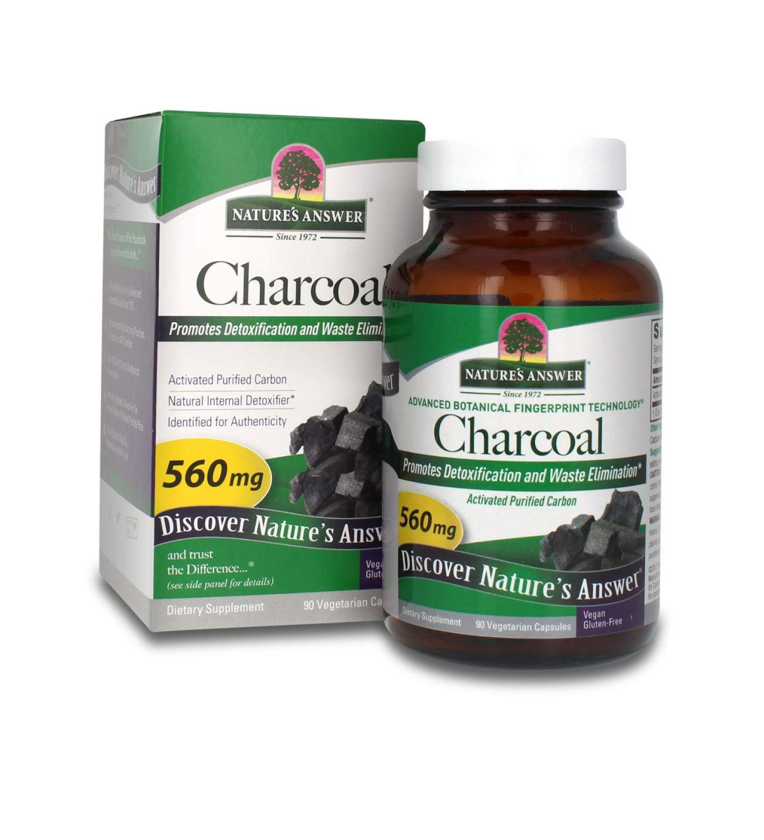 Nature's Answer Activated Charcoal Vegetarian Capsules | Detox & Waste Elimination | Vegan, Gluten-Free, Alcohol-Free | 90ct - Buy Online on GoSupps.com