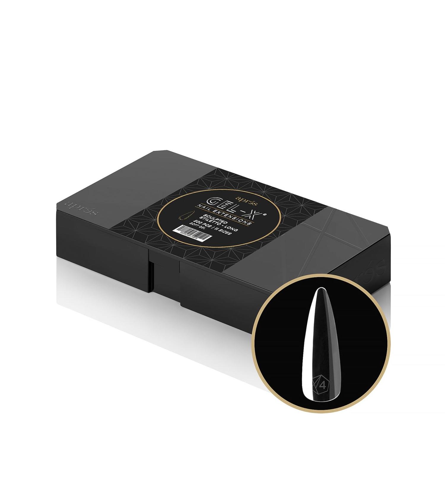Shop Apres Gel-X Sculpted Stiletto Long Tip Box - 500 Premium Gel Tips in 11 Sizes (00-9) | International Shipping Available - Buy Online on GoSupps.com