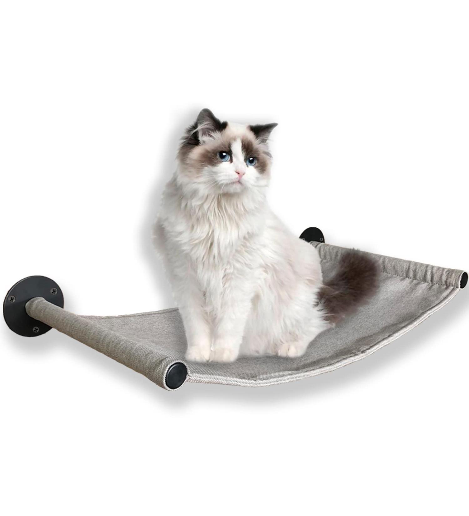 NEECONG Wall Mounted Cat Hammock - Sleek Furniture for Sleeping, Playing, Climbing, & Lounging - Holds up to 45 lbs - Metal Bracket - Buy Online on GoSupps.com