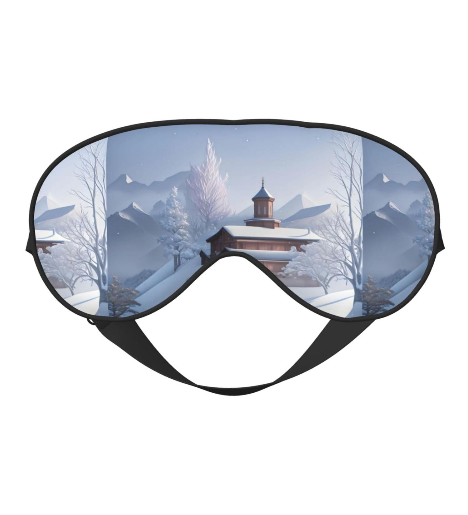 Winter Landscape Unisex Adjustable Buckle Blackout Sleep Eye Mask - Perfect for Home Travel Yoga & Naps - Buy Online on GoSupps.com