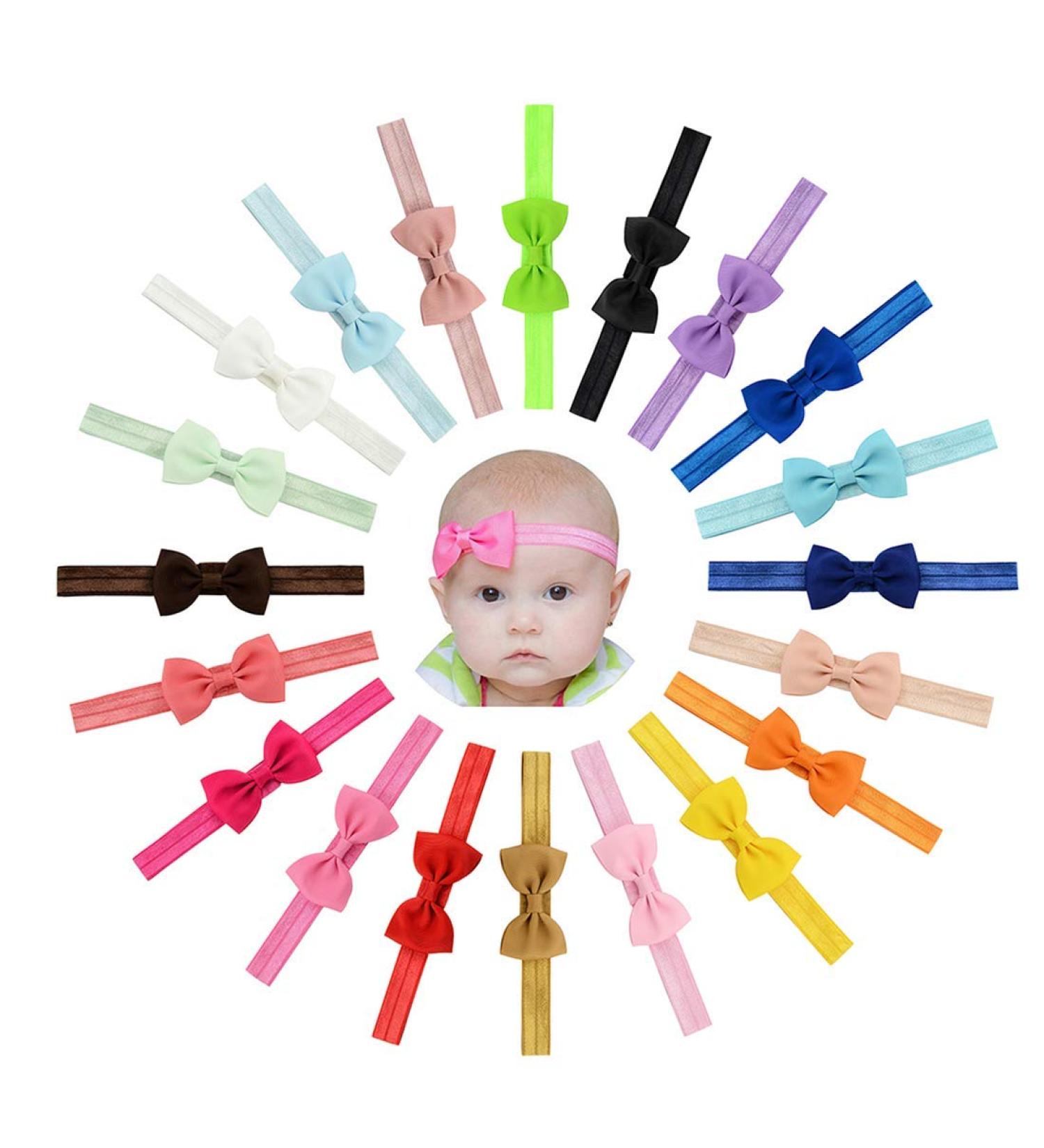 Baby Girls Headband Hair Bows Set - 20pcs Grosgrain Ribbon Bowknots for Infants & Toddlers - Buy Online on GoSupps.com