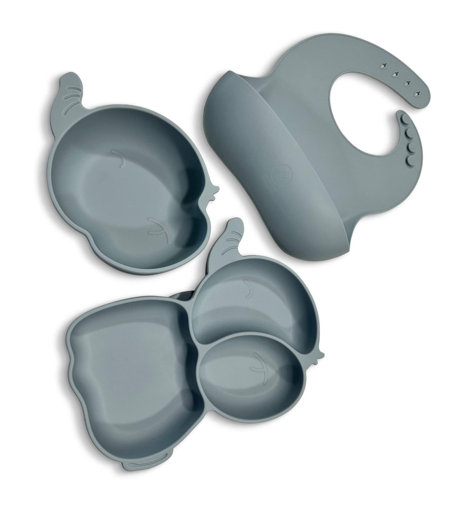 RUACH Home Goods Silicone Suction Plates for Baby - Baby Feeding Set in Powder Blue - Buy Online on GoSupps.com