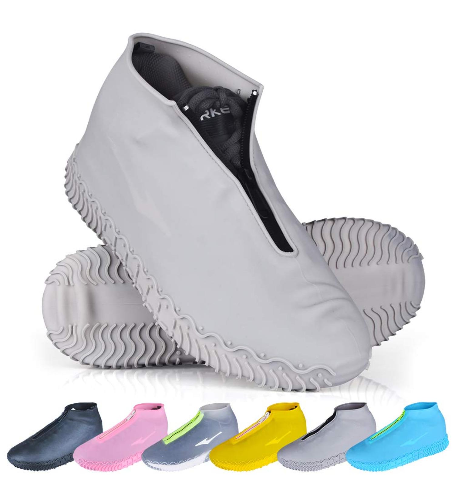 Waterproof Reusable Foldable Shoe Covers with Zipper - Gray, Sizes L (Women 8-12, Men 7-11) - Buy Online on GoSupps.com