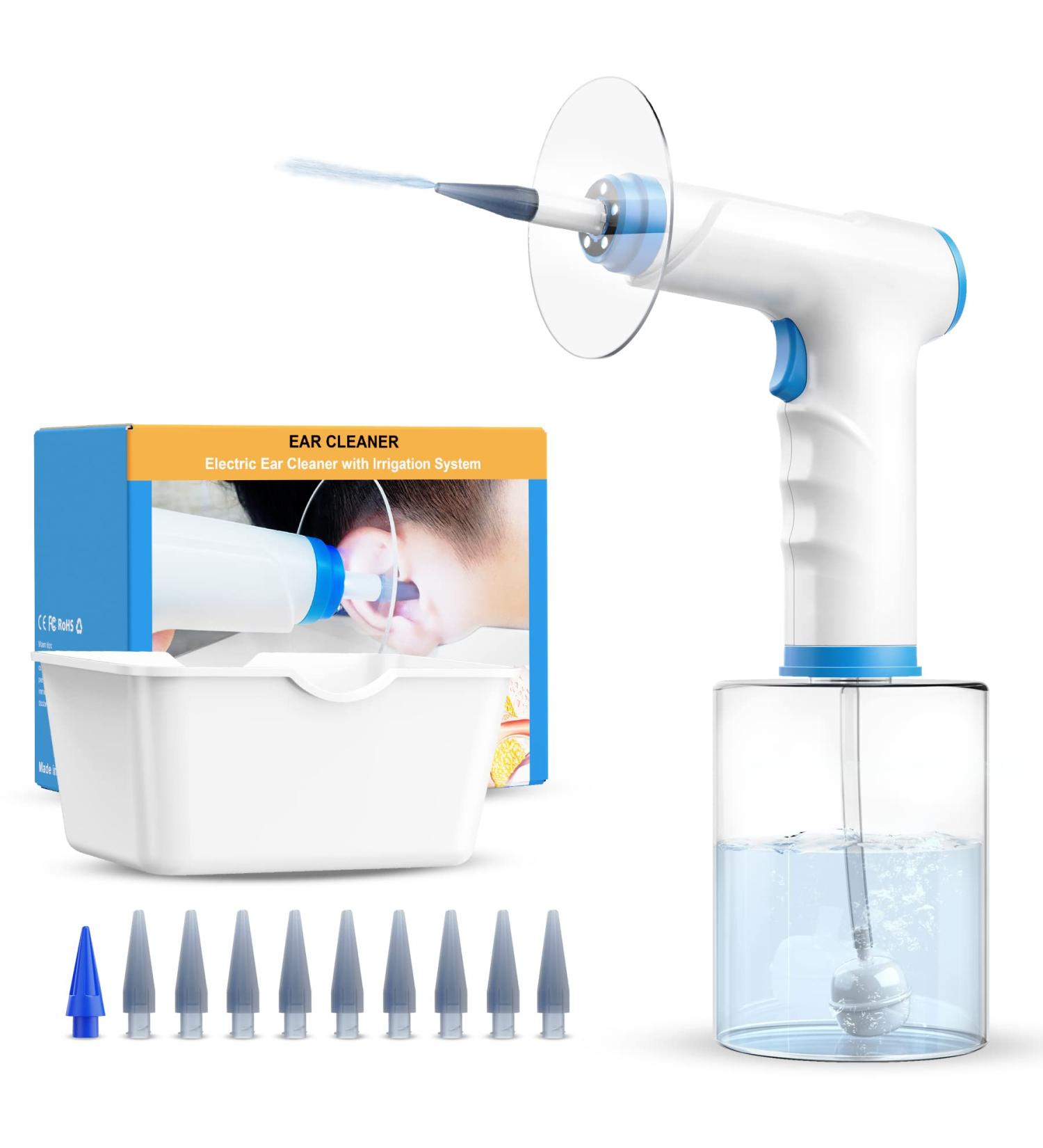 YUYUKO Electric Ear Wax Removal Kit - Ear Irrigation Cleaner with 4 Cleaning Modes and 10 Tips - Ear Flush Tool for Safe and Gentle Ear Cleaning - Buy Online on GoSupps.com