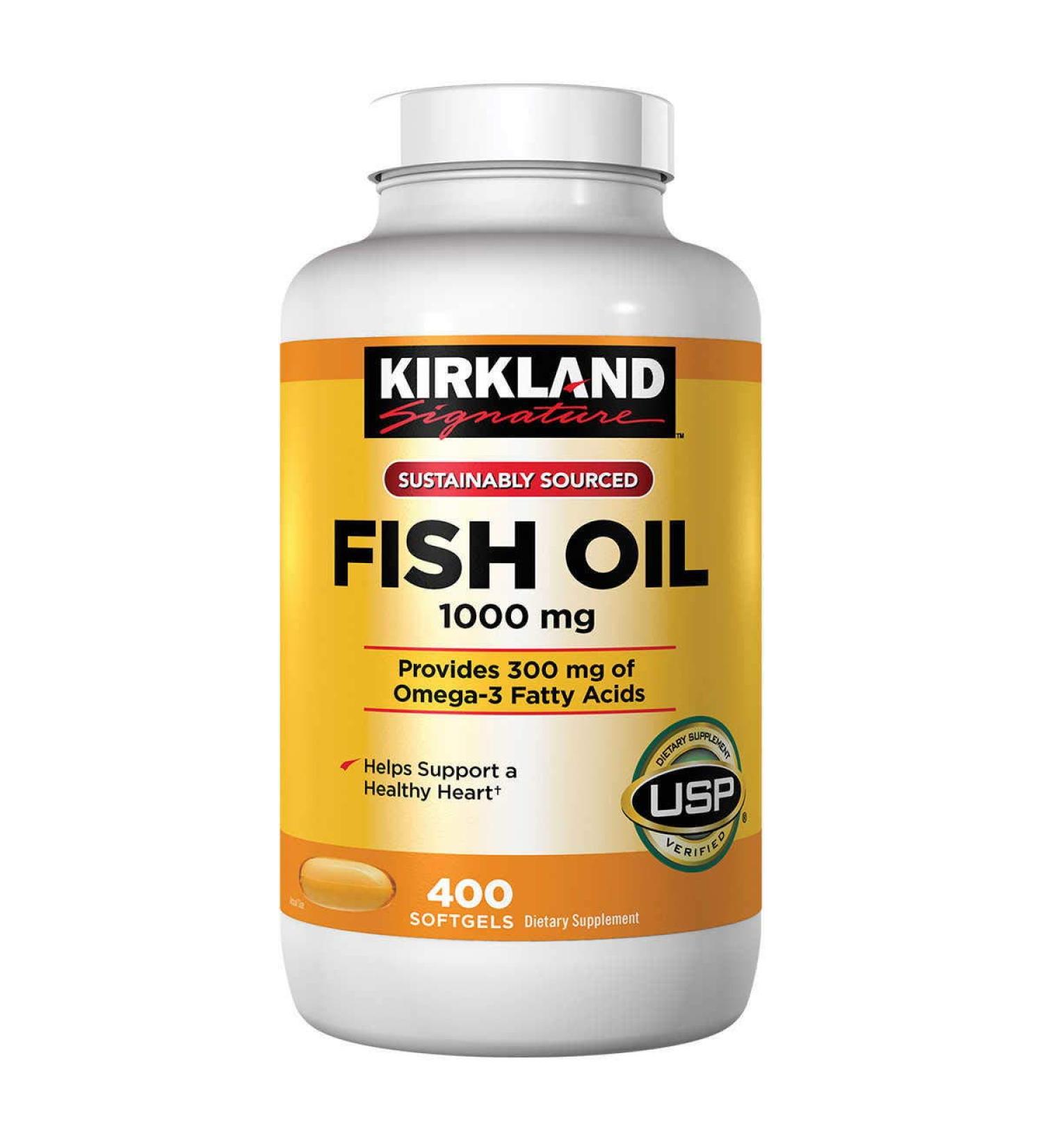 Kirkland Signature Omega-3 Fish Oil Concentrate 1000 mg Fish Oil with 30% Omega-3s (300 mg) 1 200 SoftGels (3 Bottles of 400) Unflavored 1200 Count (Pack of 1)
