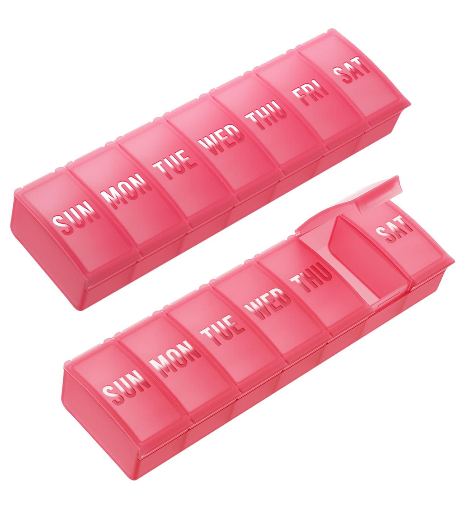TookMag 2 Pack Extra Large Weekly Pill Organizer Case - 7 Day Capacity for Pills/Vitamins/Supplements (Pink) - Buy Online on GoSupps.com