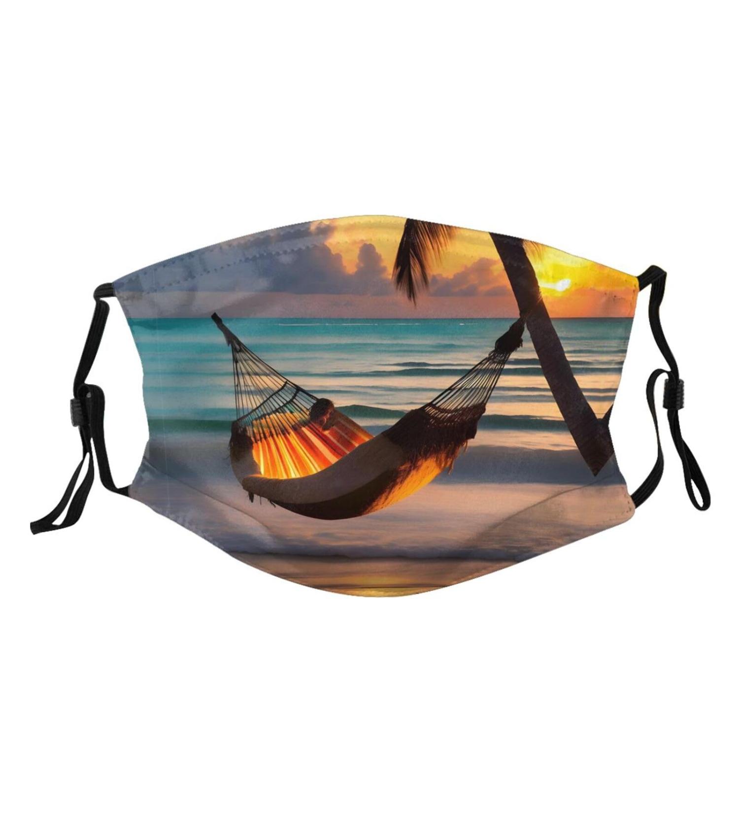Buy Zyvia Sunset Beach Hammock Adult Pleated Mask - 5-Layer Protection Activated Carbon Filter Soft & Breathable | International Shipping Available - Buy Online on GoSupps.com