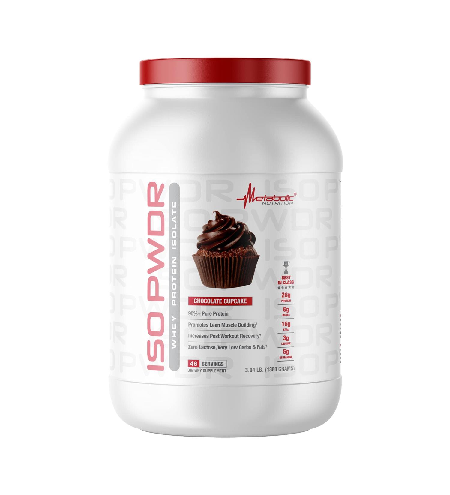 Metabolic Nutrition Whey Protein Isolate ISO PWDR Chocolate Cupcake, 3.04lb, 23 Servings, 26g Protein, Fast Digesting, Zero Carbs, Delicious Flavor, Very Low Carbs & Fat, Zero Lactose - Buy Online on GoSupps.com