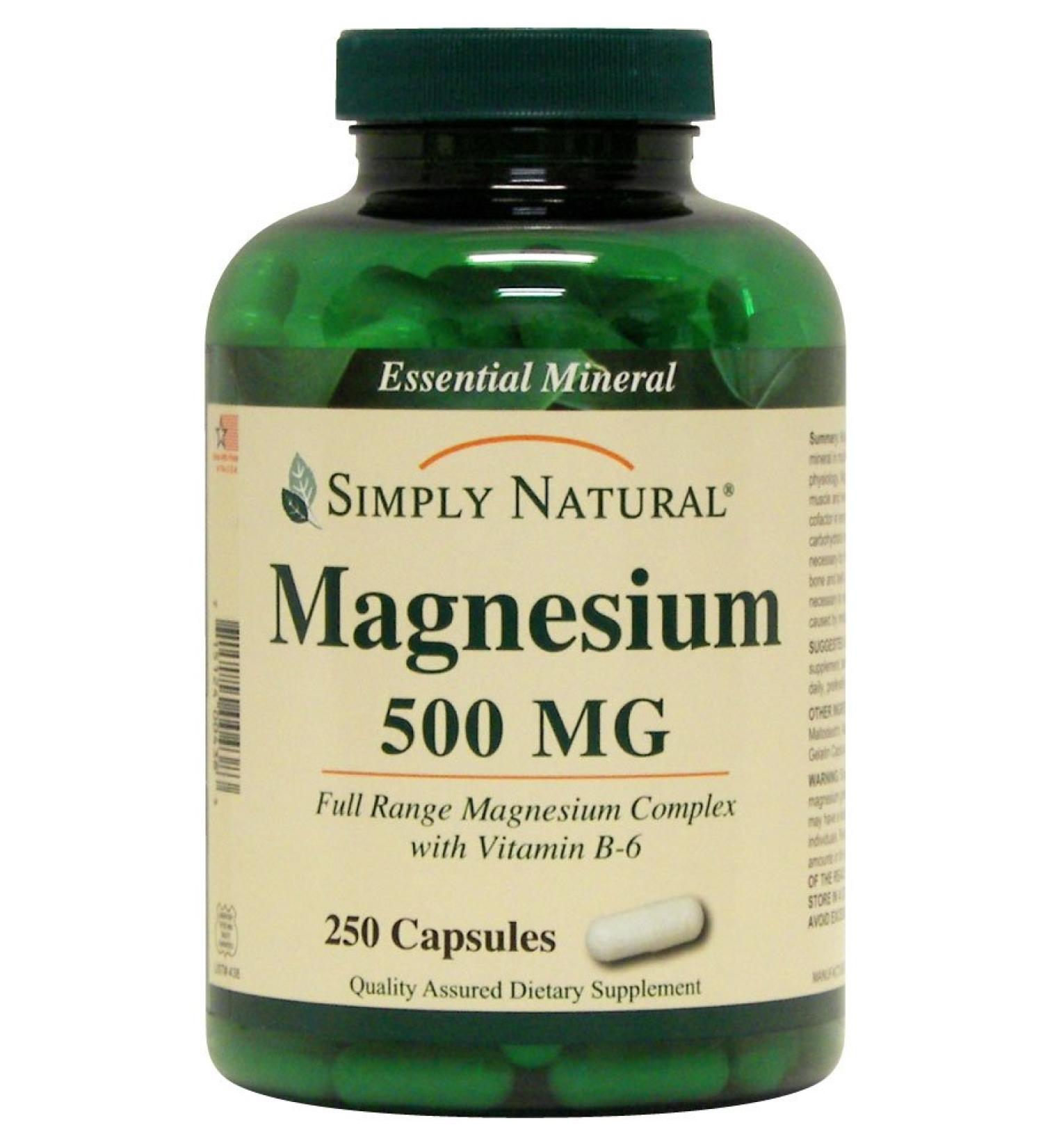 Simply Natural Magnesium 500mg 250 Capsules - Pure and Potent Supplement - Buy Online on GoSupps.com