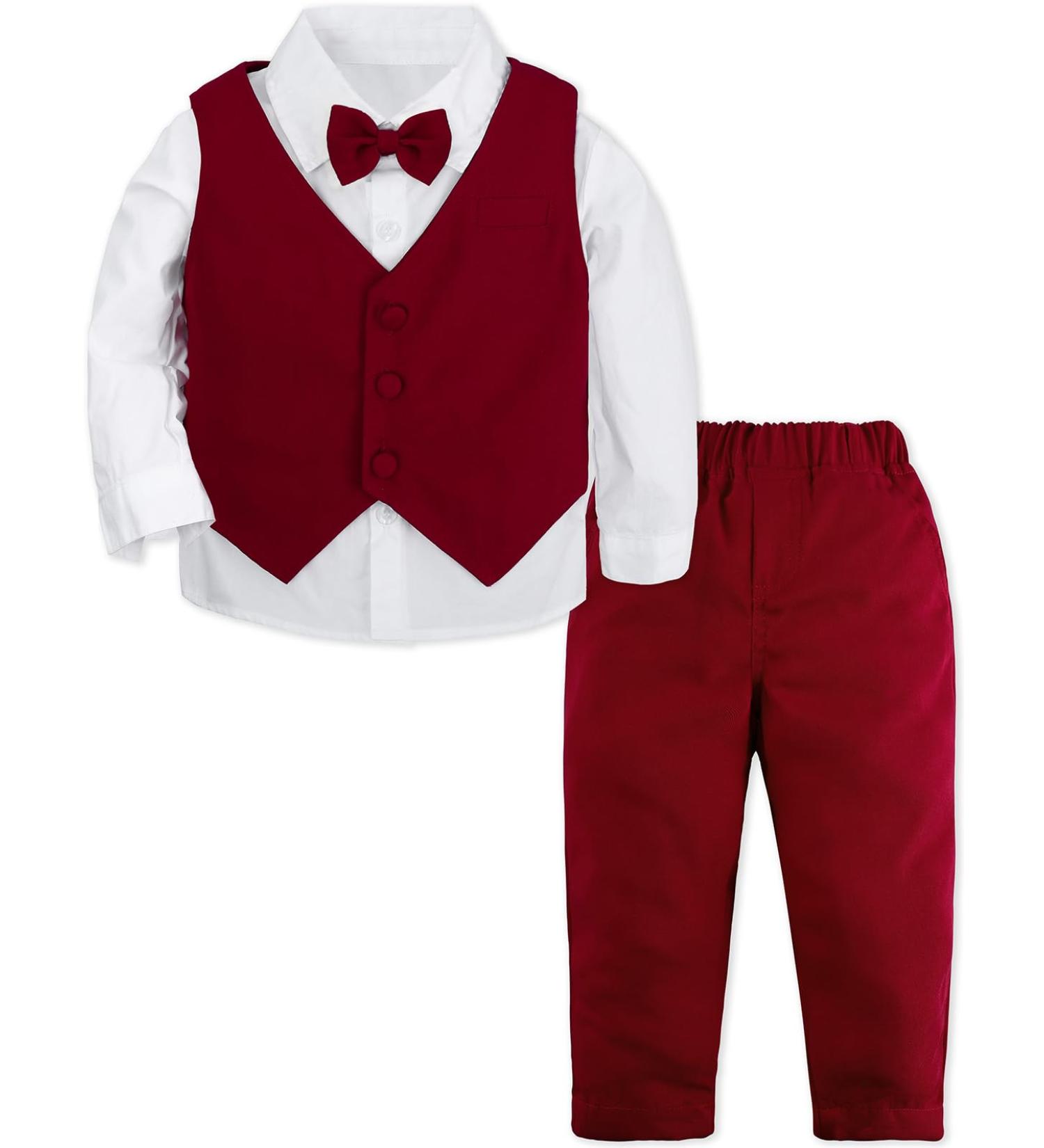 Mint Green Baby Boys Gentleman Suit Set | Burgundy | Size 2-3 Years - Buy Online on GoSupps.com