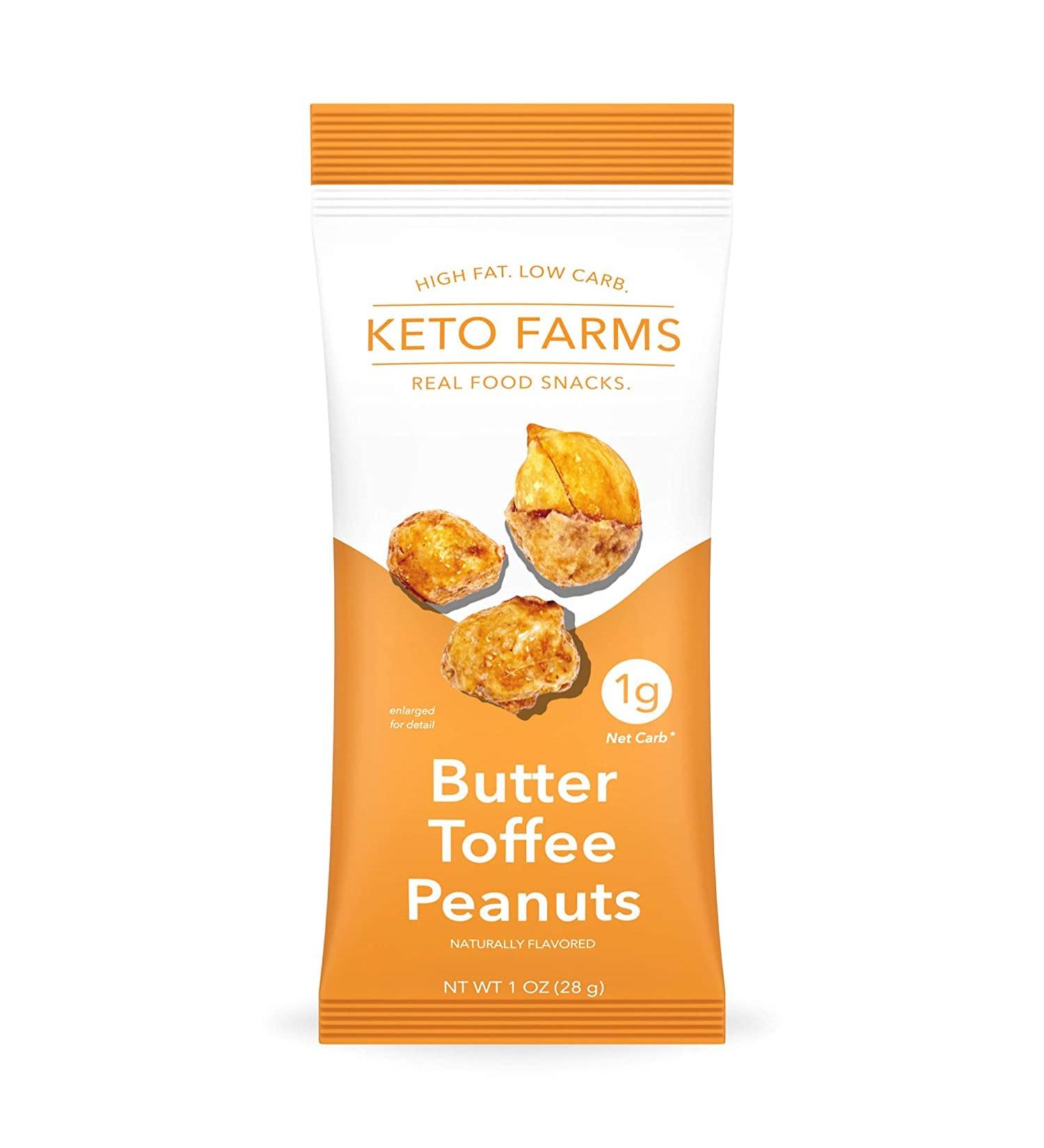Keto Farms Butter Toffee Peanuts | Keto Candy Snacks (1g Net Carb) - Low Sugar, High Flavor 6 Count - Buy Online on GoSupps.com