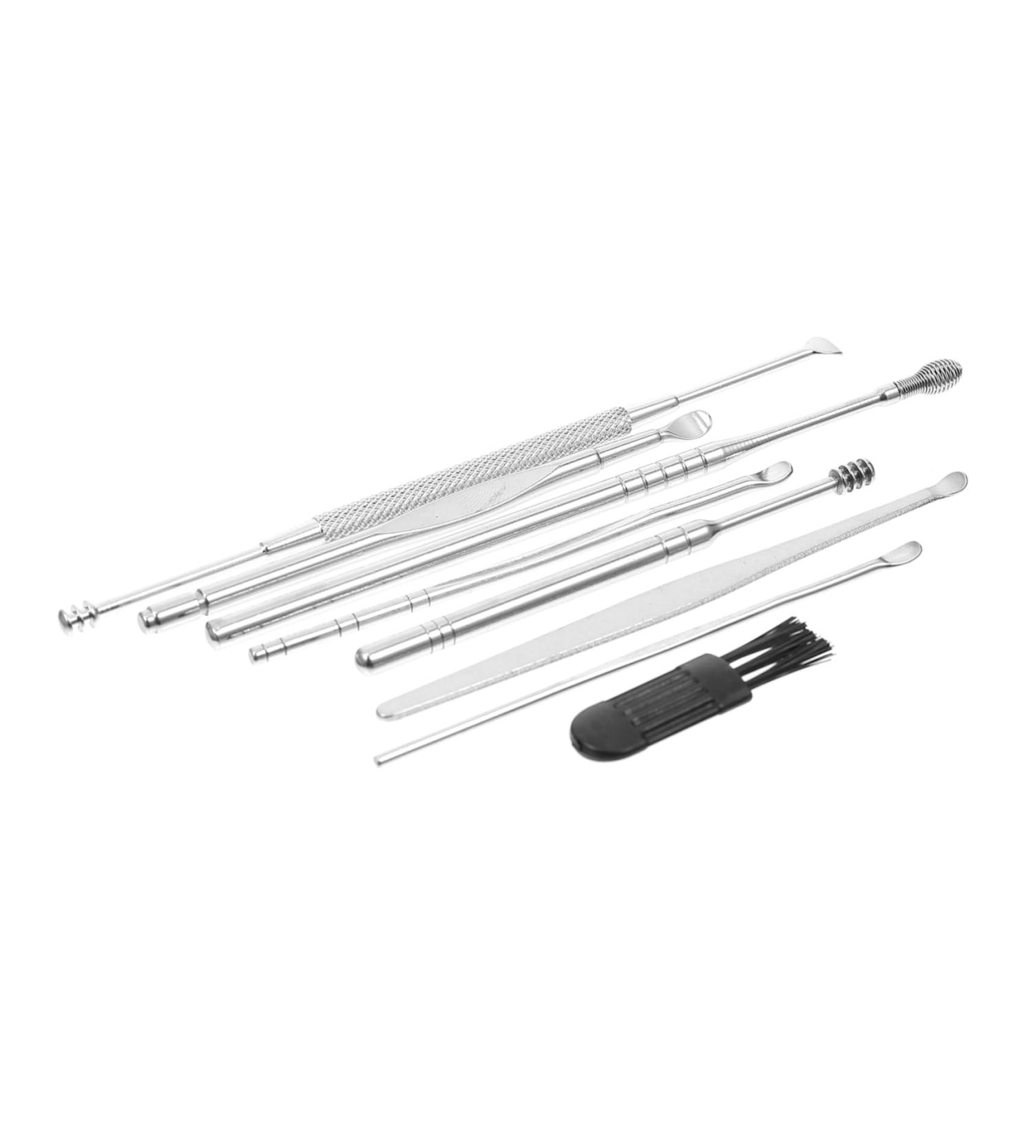 FOMIYES Ear Spoon Set - 8 Durable Stainless Steel Earwax Removal Tools | Limpiador De Ear Wax | Delicate Silver Ear Picks - 12x0.8CM - Buy Online on GoSupps.com