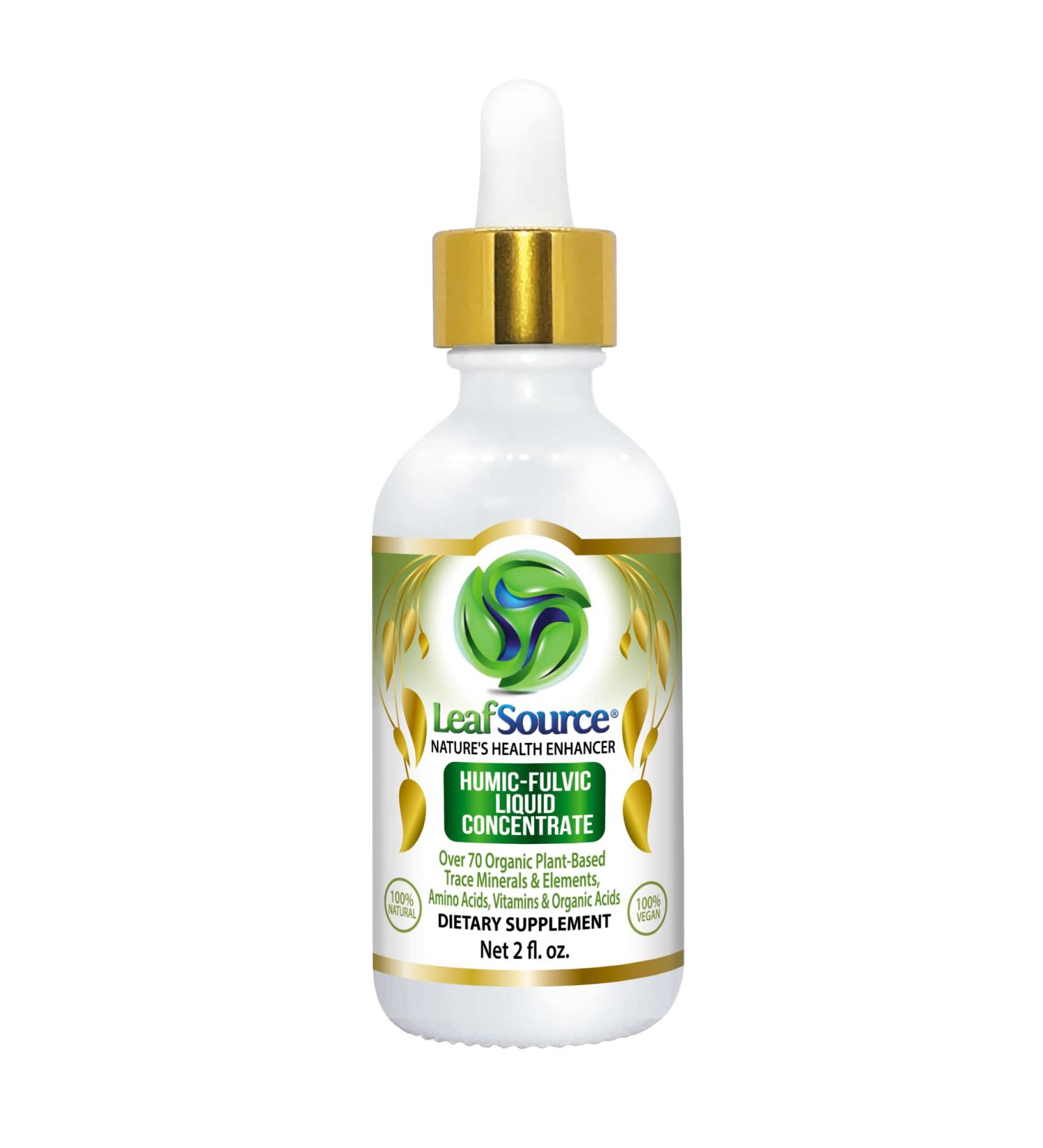 LeafSource Humic Fulvic Acid Liquid 2oz - Trace Minerals with Electrolytes, Collagen, Vitamins - Superior Ratio for Energy, Gut & Joint Health, Immune Support - 180 Servings - Buy Online on GoSupps.com