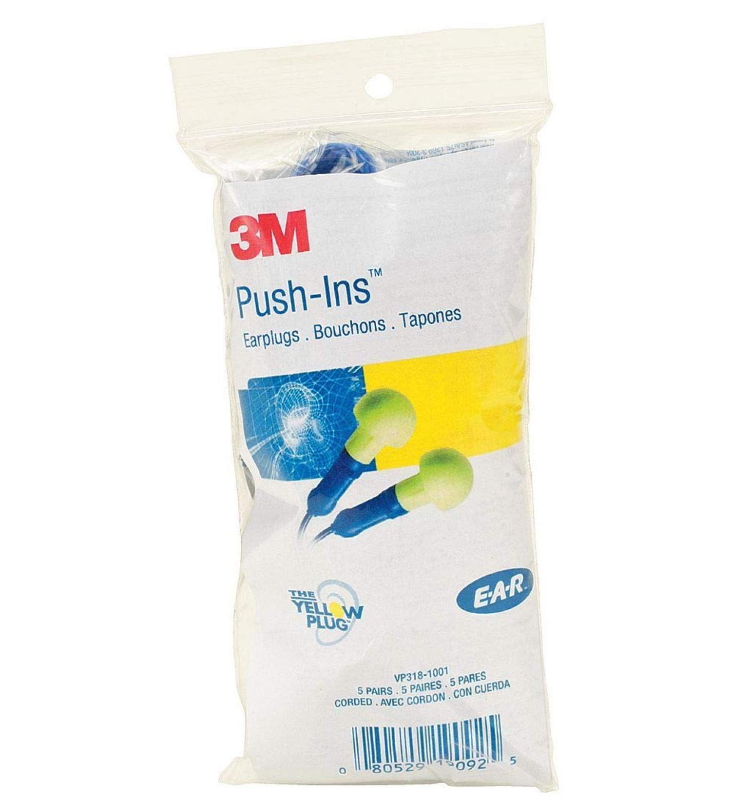 3M 28dB Disposable Pod Shape Ear Plugs Corded Yellow Universal - VP318-1001