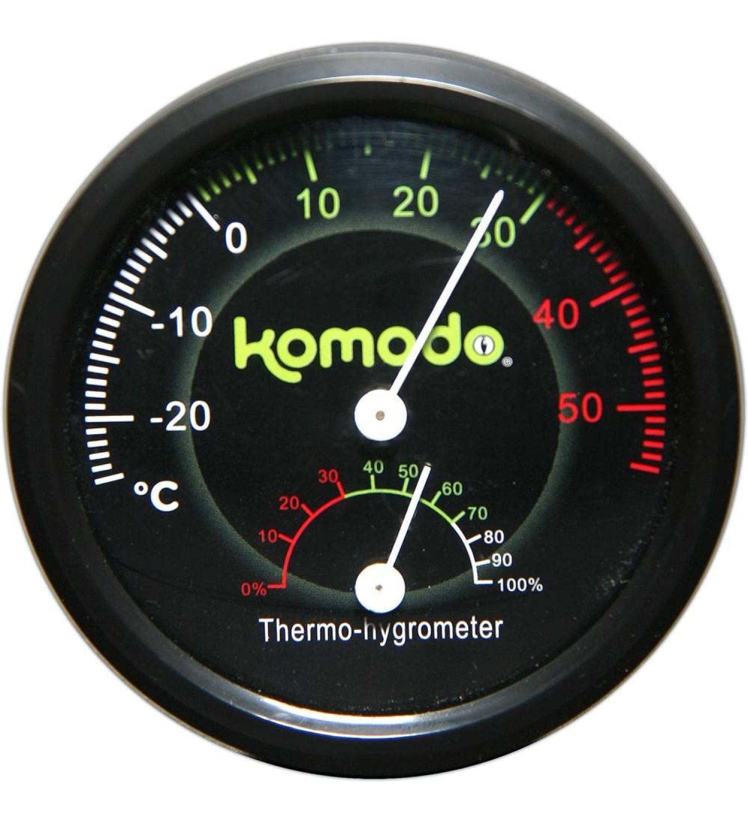 Komodo Combined Thermometer and Hygrometer Analog Black Analogue