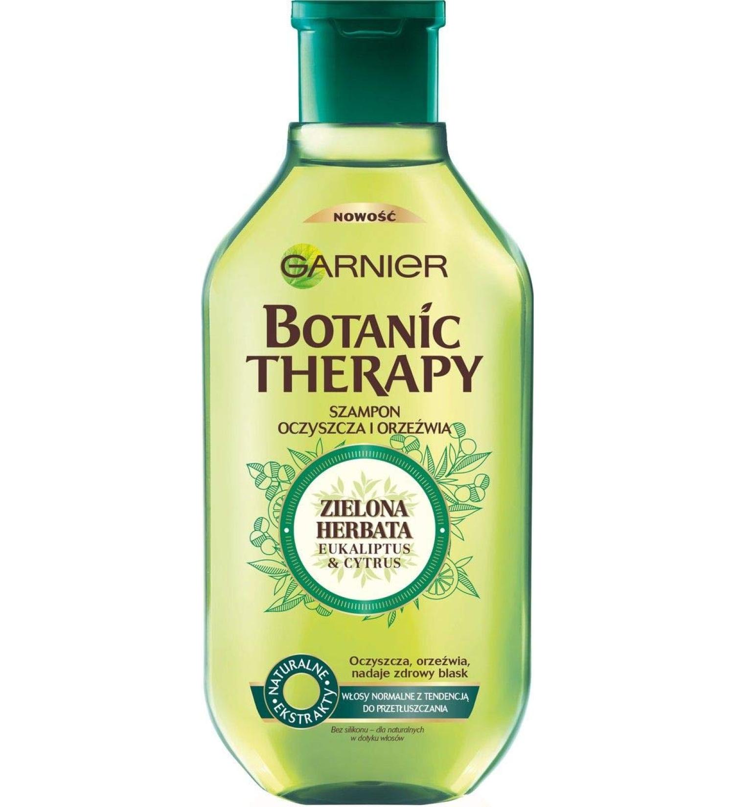 Garnier Botanic Therapy Green Tea, Eucalyptus & Citrus Shampoo for normal hair with a tendency to become oily, invigorating and purifying, 400 ml