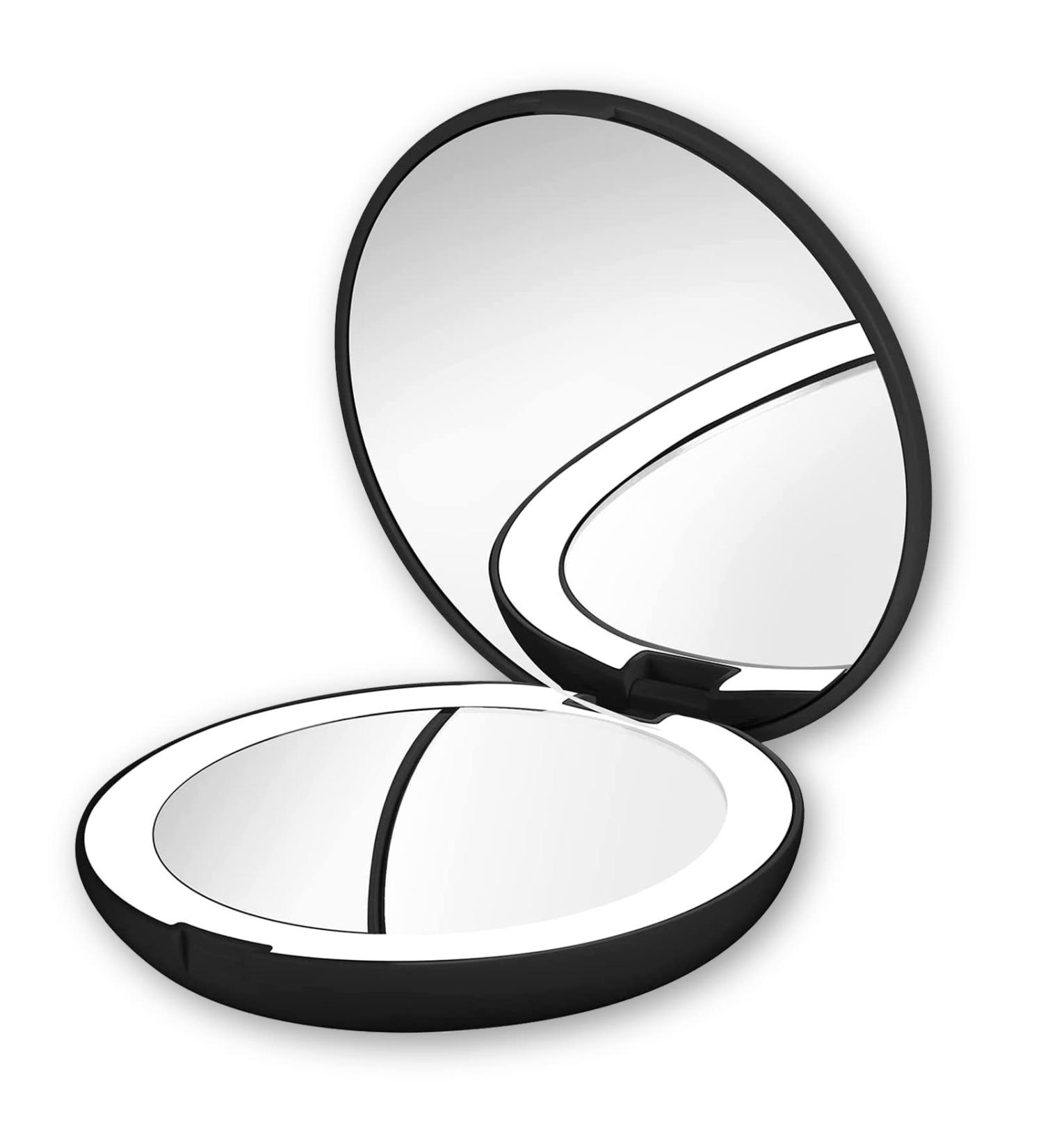 ANXVERS Hand-Held LED Travel Vanity Mirror - 1x/10x Magnifying, Compact 3.5-Inch Luminous Mirror, Double-Sided - Black - Buy Online on GoSupps.com