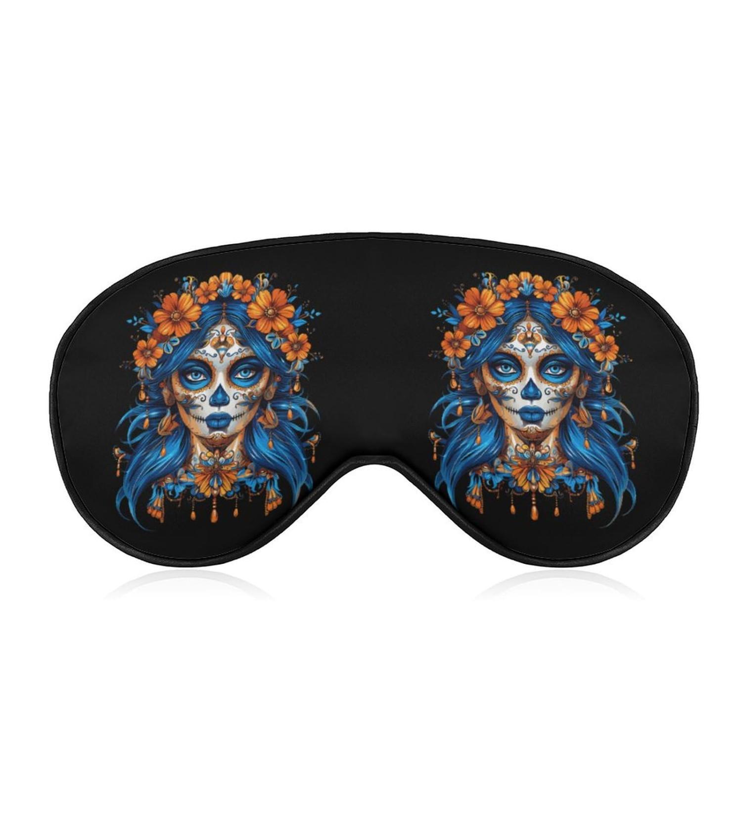 Dia De Los Muertos Women s Printed Eye Mask - Soft Blindfold Eyeshade with Adjustable Strap for Travel & Sleep - Buy Online on GoSupps.com