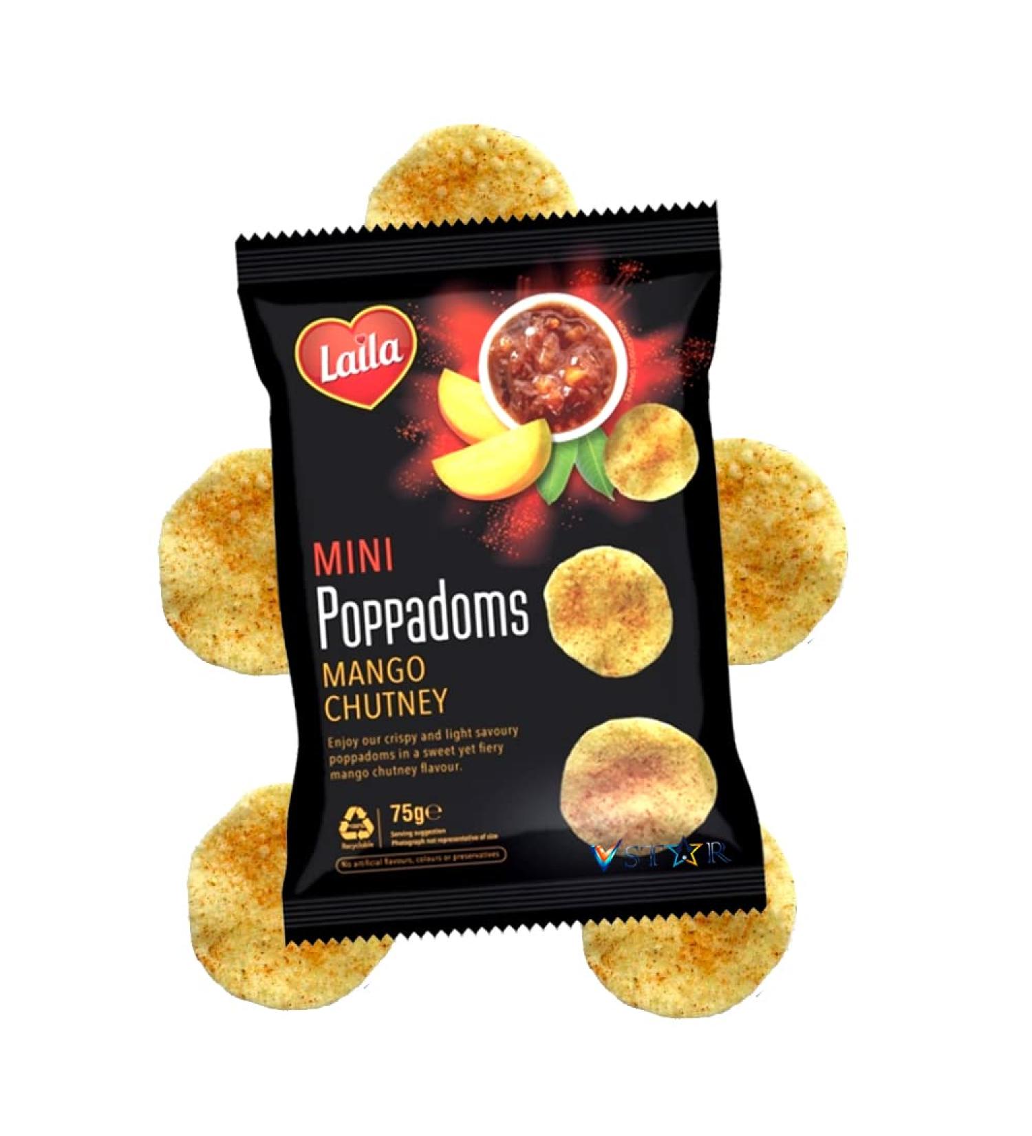Mango Chutney Mini Poppadoms 75g - Crispy & Light Savoury Poppadoms (2 Packs) - Buy Online on GoSupps.com
