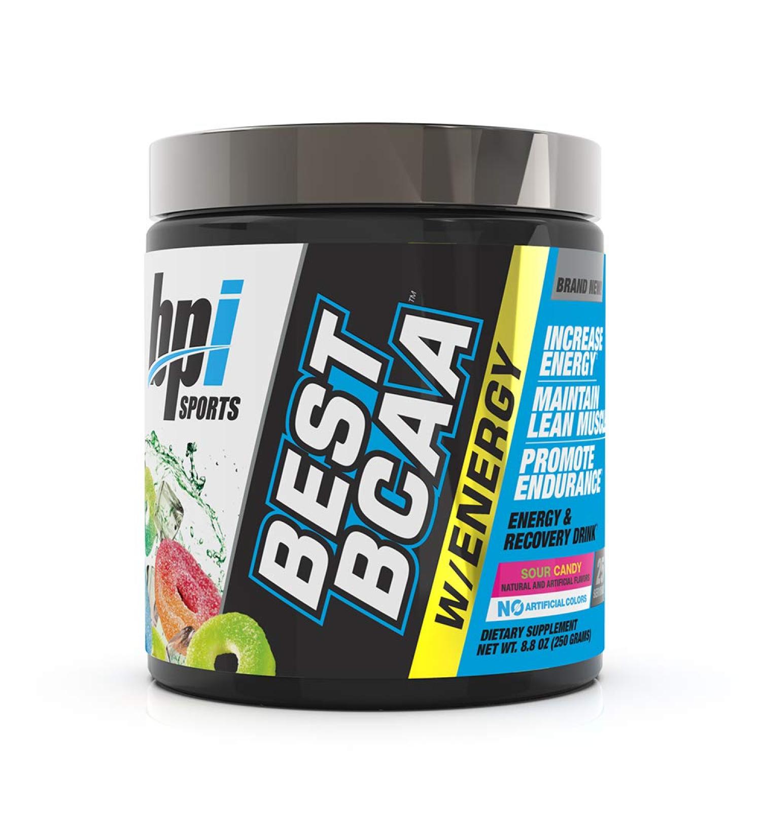 BPI Sports Best BCAA Energy Powder - Lean Muscle Building & Enhanced Performance - Sour Candy Flavor - 25 Servings, 8.8 oz - Buy Online on GoSupps.com