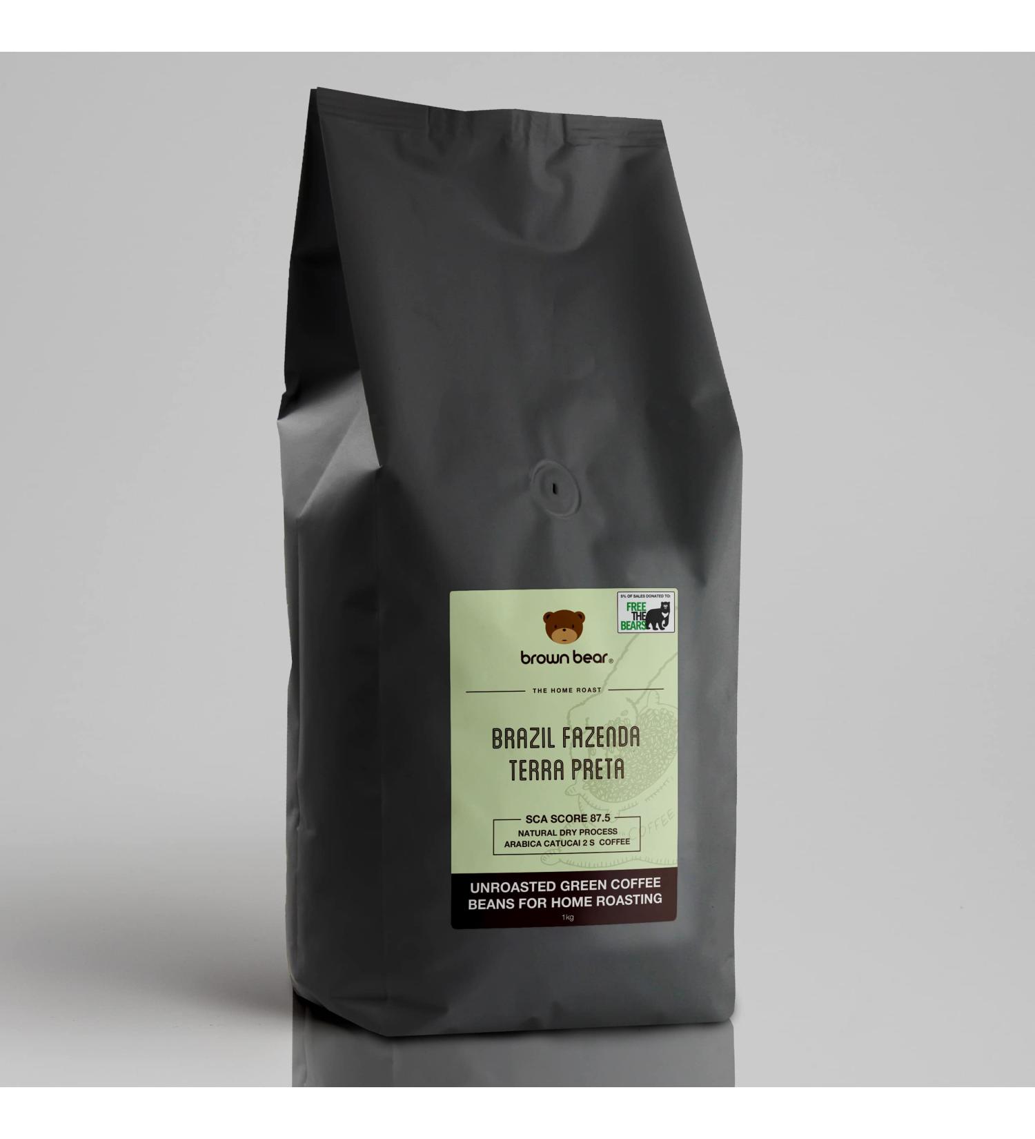 1kg Brazil Fazenda Terra Preta Green Coffee Beans - Unroasted for Home Roasters - SCA 87.5 Score - Cup of Excellence Dark Chocolate Flavor - Natural Dry Process - Buy Online on GoSupps.com