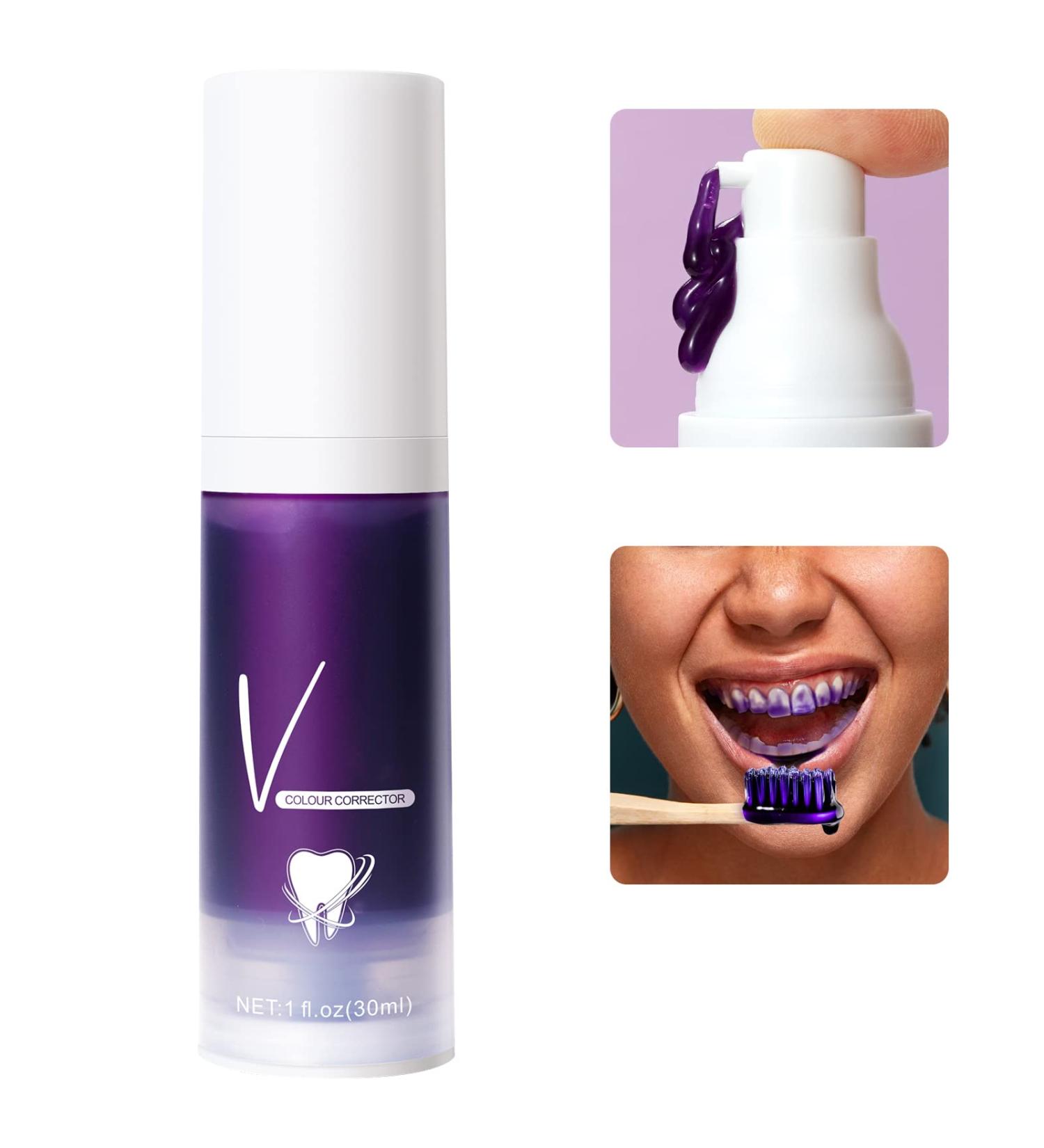 V-34plus Purple Colour Corrector Toothpaste | Whitening & Stain Removal | Best Toothpaste for Teeth Whitening & Care - 1 Pack - Buy Online on GoSupps.com