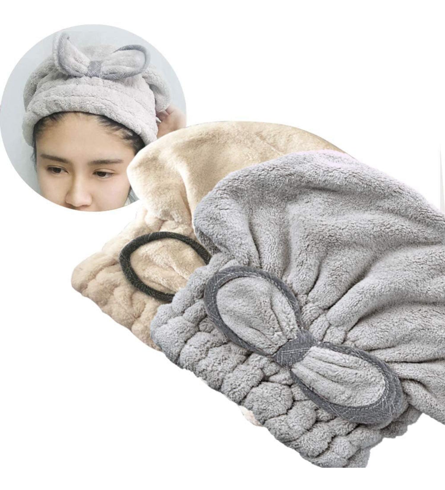 Buy Jseng Ultra Absorbent Microfiber Hair Drying Towel Cap Fast Drying & Soft Shower Cap for Women & Girls | Gray & White - Buy Online on GoSupps.com