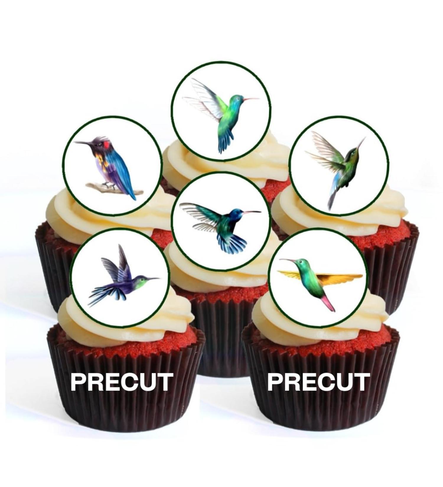 PRECUT Hummingbirds Edible Cupcake Toppers - Hummingbird Theme Premium Thickness SWEETENED VANILLA - wafer card disc cake decorations (Pack of 24) - Buy Online on GoSupps.com