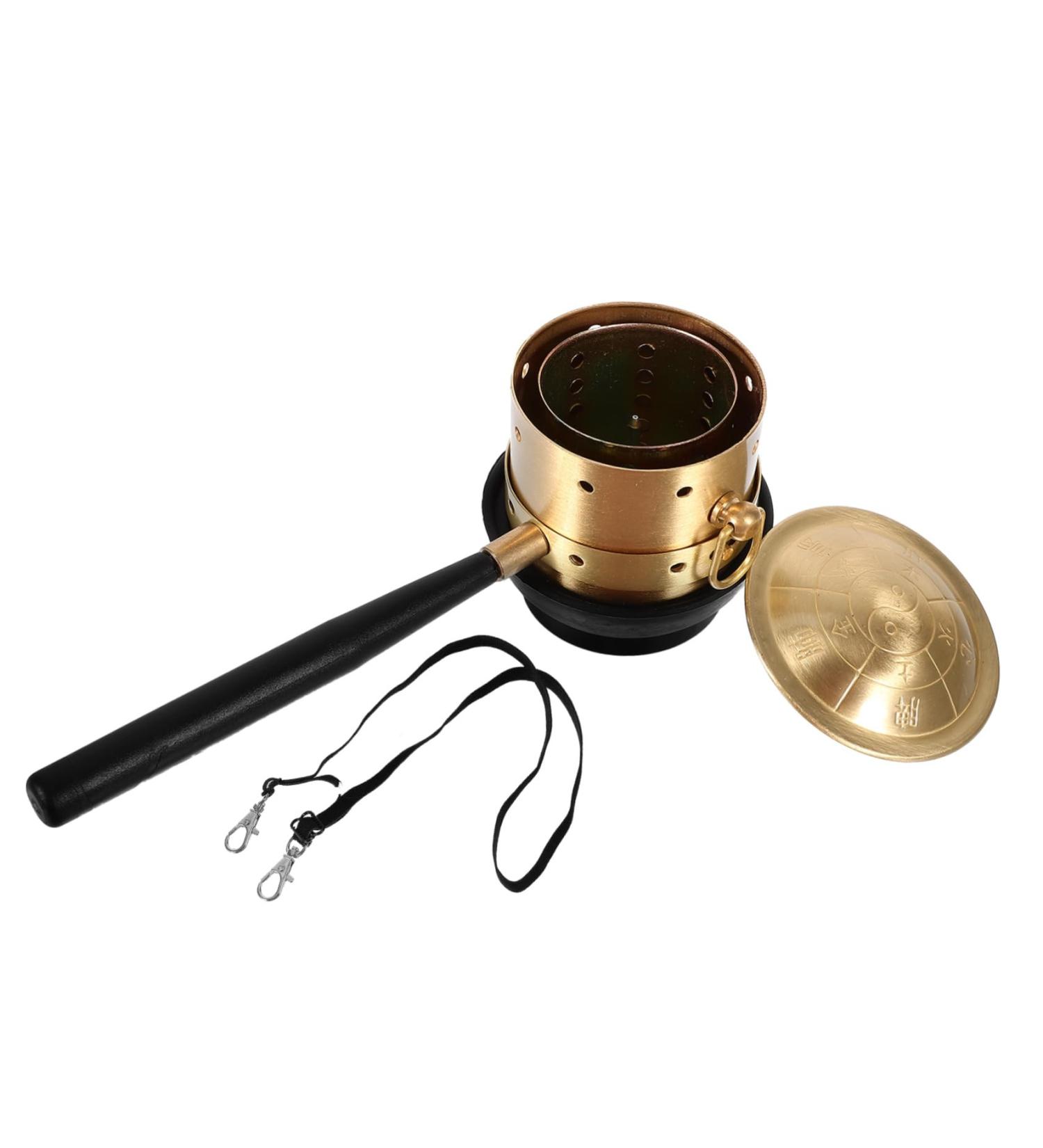 Fomiyes Moxibustion Box Set - Copper Cone Burner & Holder for Cupping Therapy - 16x6cm Golden Moxa Tools for Neck Relief - Buy Online on GoSupps.com