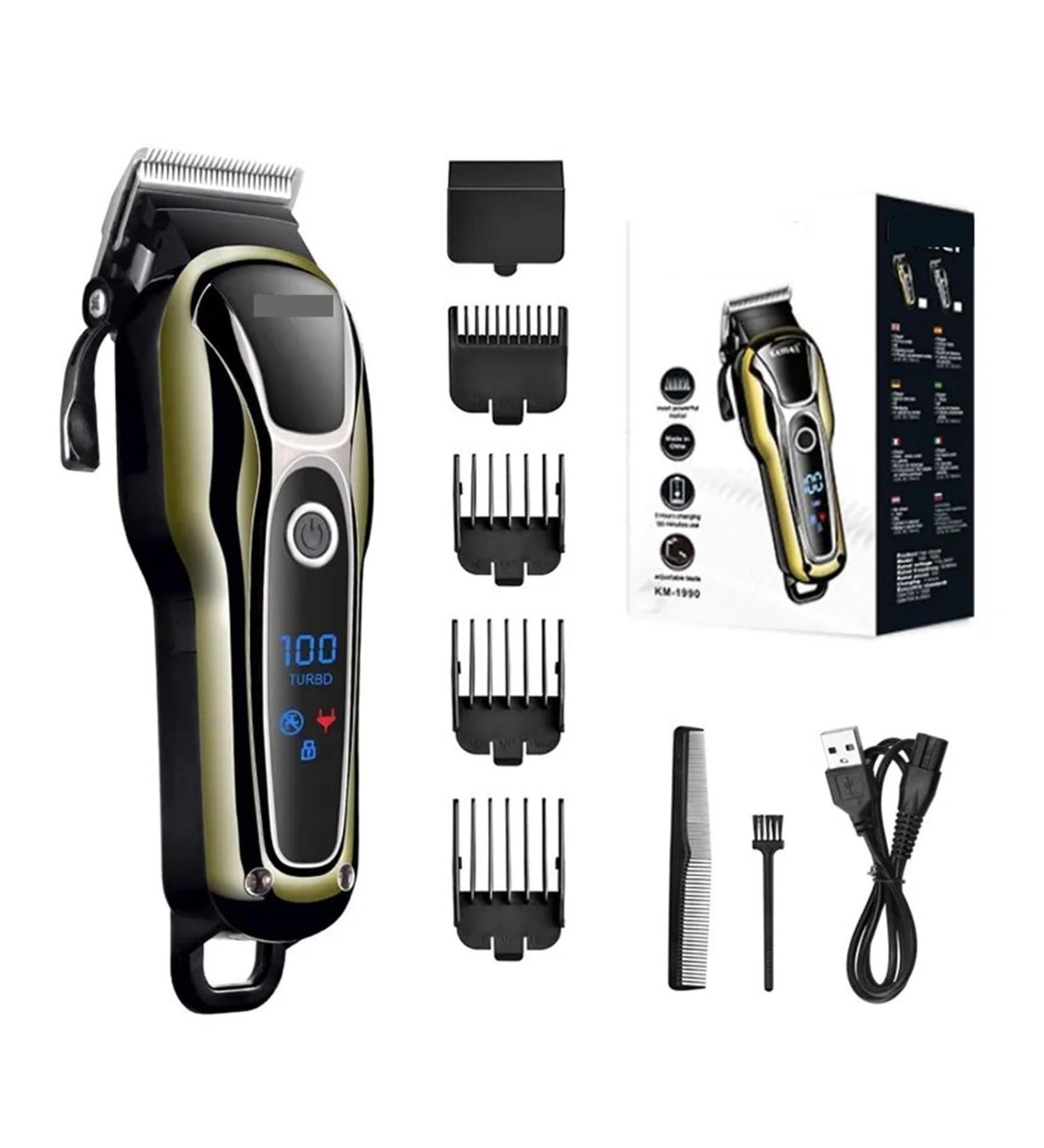 Hair Clippers Kit Cordless - Dual Voltage Beard Trimmer for Men with Rechargeable Battery & Digital Display | KM-1990 - International Shipping Available - Buy Online on GoSupps.com