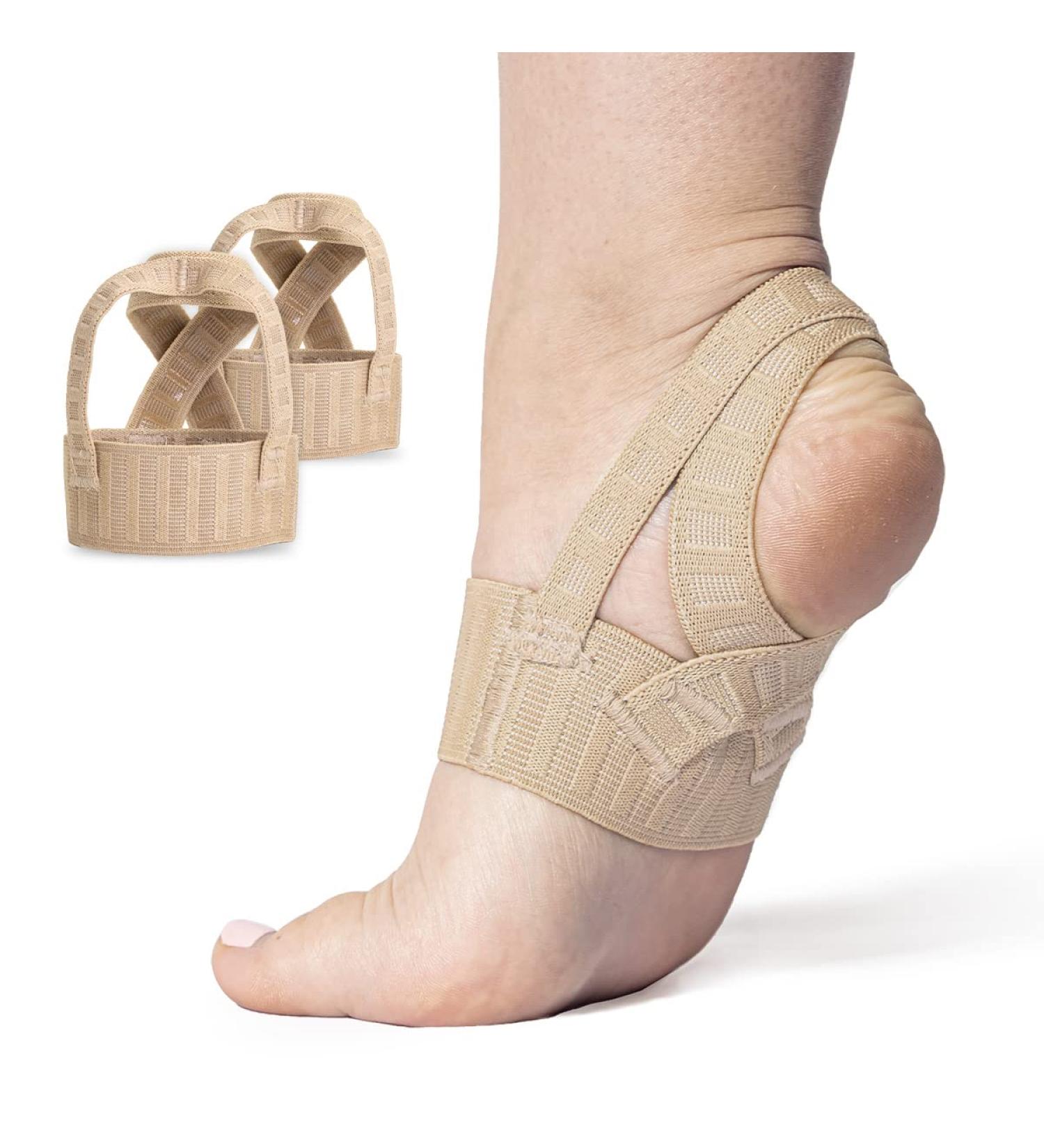 Tuli's X Brace Plus - Arch Support & Compression Strap for Sever's Disease Plantar Fasciitis & Heel Pain - Medium (1 Pair - Buy Online on GoSupps.com