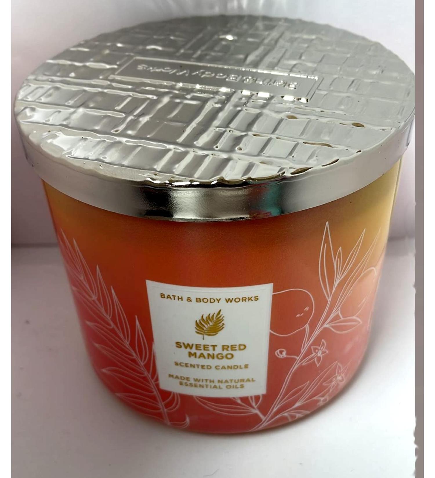 Buy Bath & Body Works White Barn 3-Wick Candle with Essential Oils - Sweet Red Mango 14.5 oz | 2022 Spring Scents | International Shipping Available - Buy Online on GoSupps.com