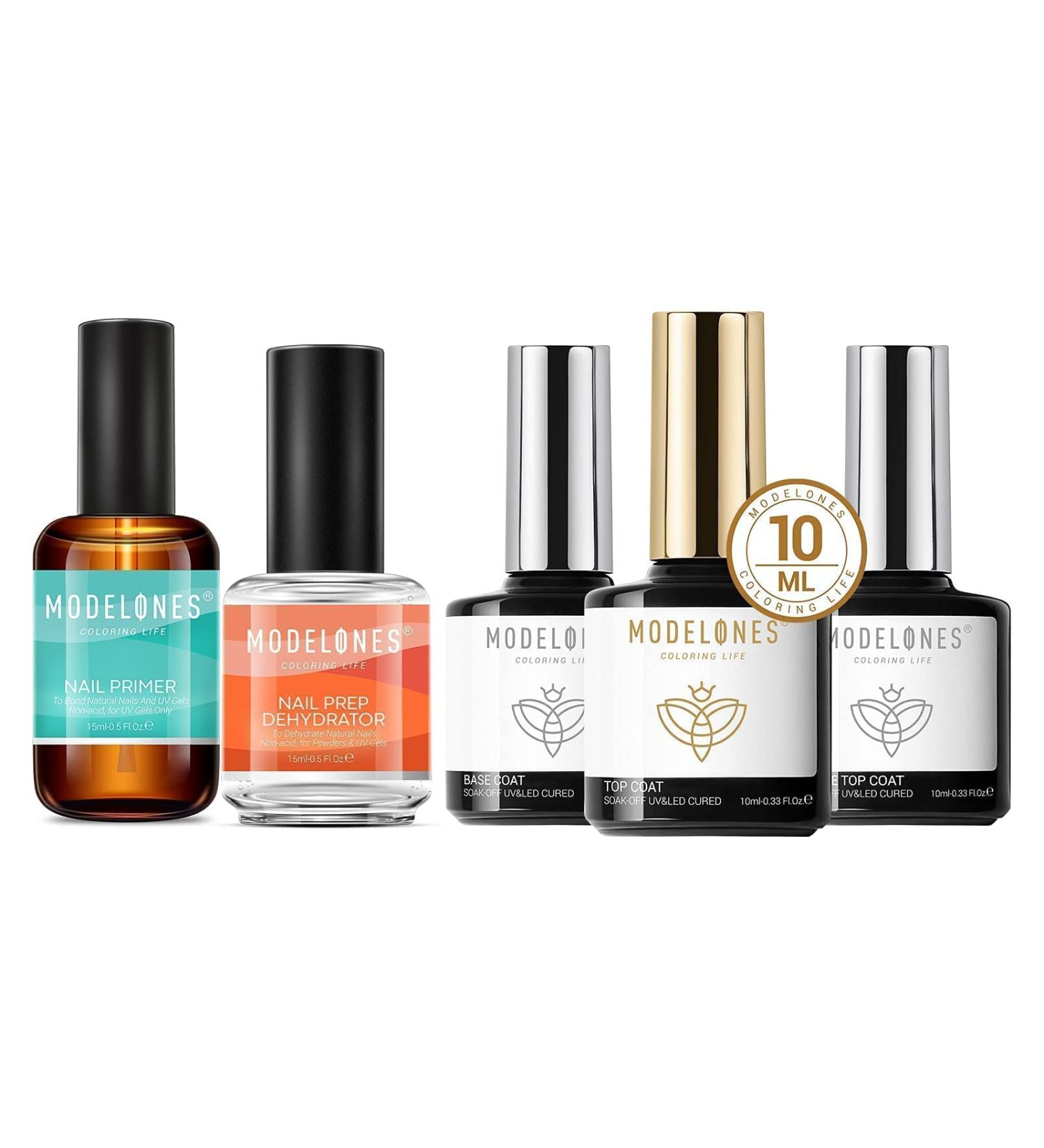 Modelones Gel Nail Polish Matte Top Coat, Base Coat Set with Primer & Dehydrator - Buy Online on GoSupps.com